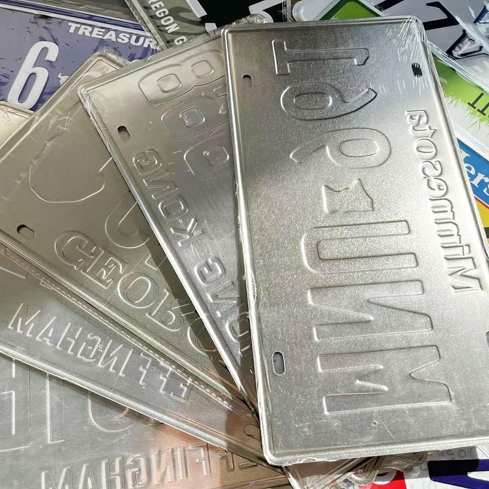 5/10/15/30/50 Counts Replica Vintage Car Plates, Embossed Novelty Car Plate Decoration for Man Cave Bar Kitchen Garage (5 Counts)