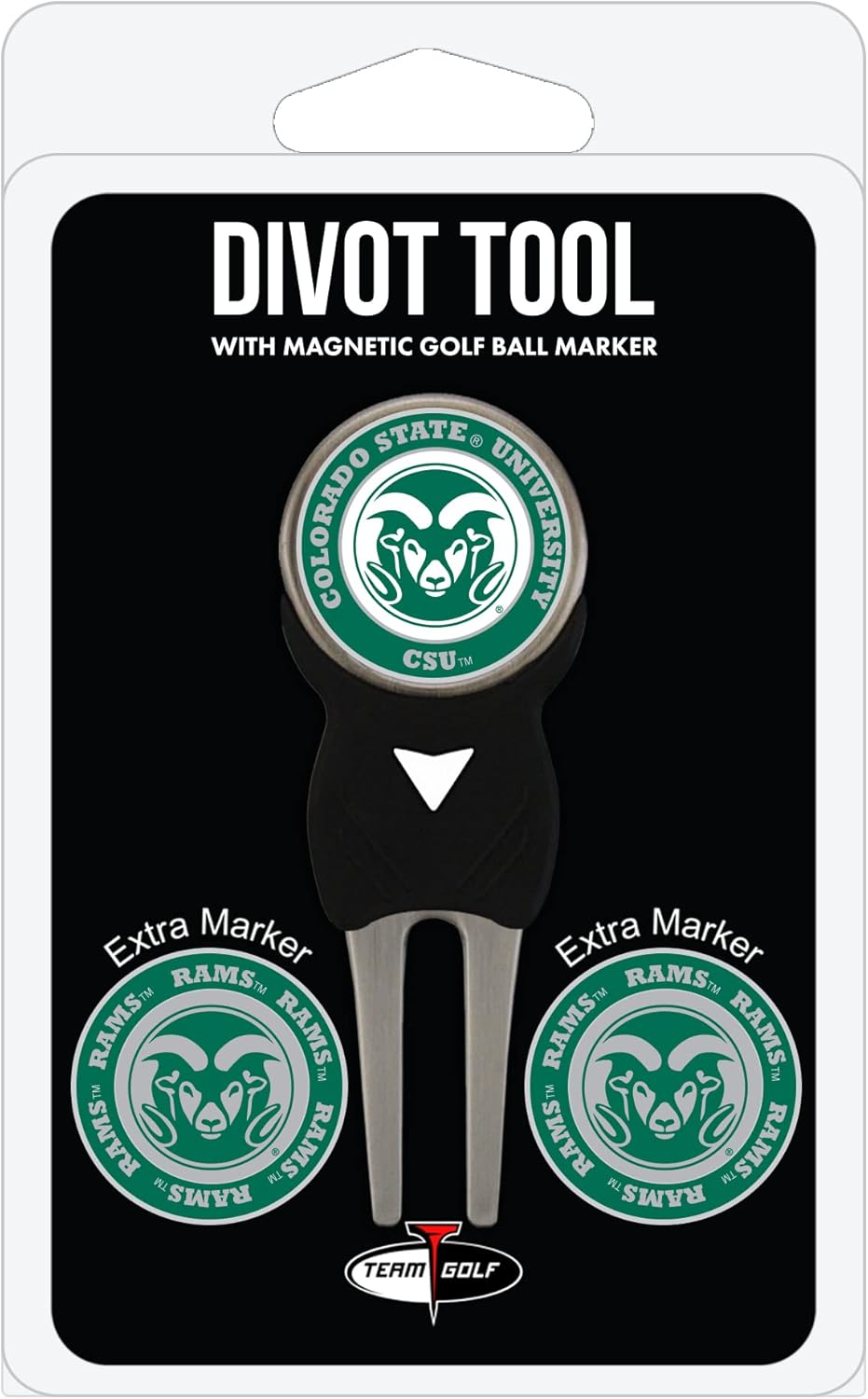 Team Golf NCAA Divot Tool with 3 Golf Ball Markers Pack, Markers are Removable Magnetic Double-Sided Enamel