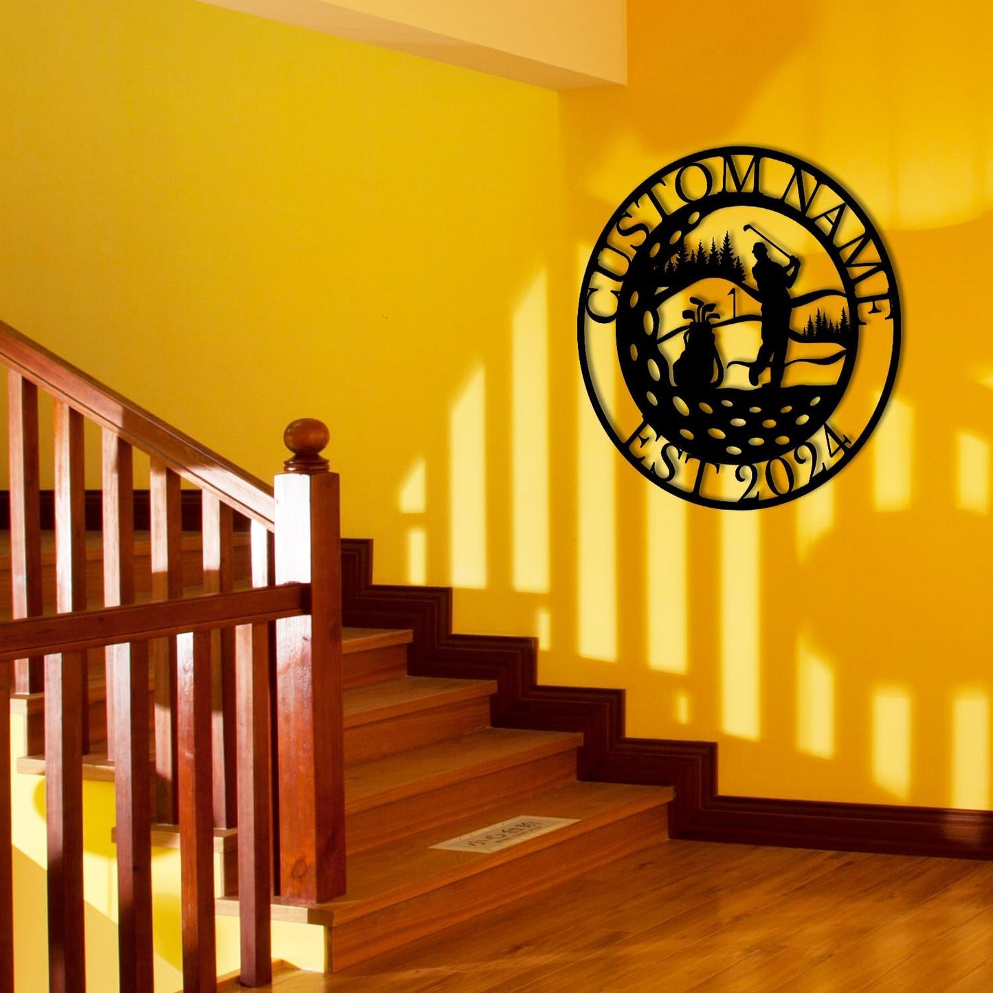 Personalized Custom Crossed Golf Metal Wall Art,Personalized Golfer Name Sign Decoration For Room,Hole Golf Club Decoration (Golf A)