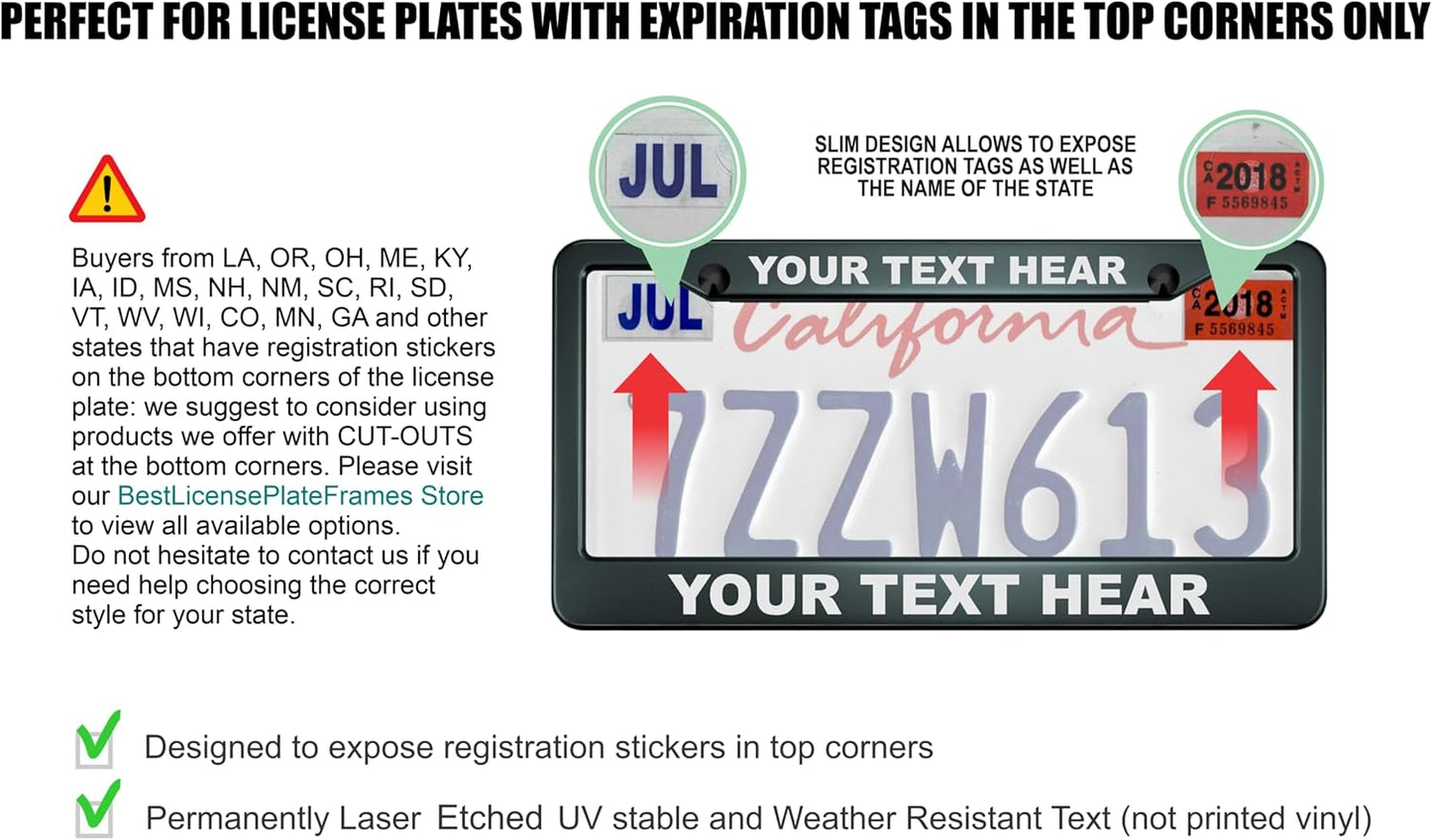 Golf Club and Ball Design with Your Custom Text | Laser Etched Anodized Aluminum Standard Size - CAR/Automobile License Plate Frame & Free caps - Blue (Qty: 1 Frame)
