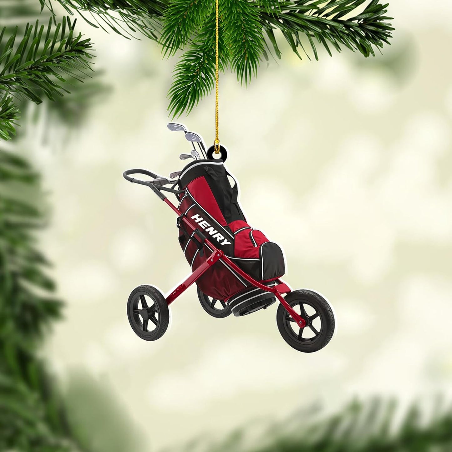 Personalized Golf Ornaments for Christmas Tree 2025 Custom Golf Christmas Ornament Golfing Bag Ornament Sports Golf Cart Ornaments Gift for Golfer Bag Golfing Lovers Hanging Decoration (G13)