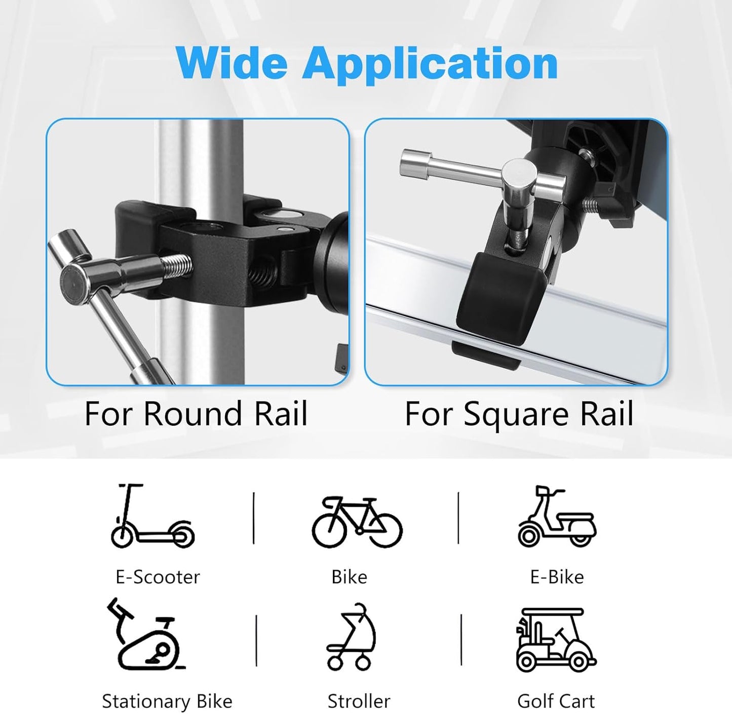 Phone Holder with Clamp for Golf Cart, All Metal Universal Phone Holder Handlebar Mount Clamp for Golf, Stroller, Bicycle, Bike, Wheelchair