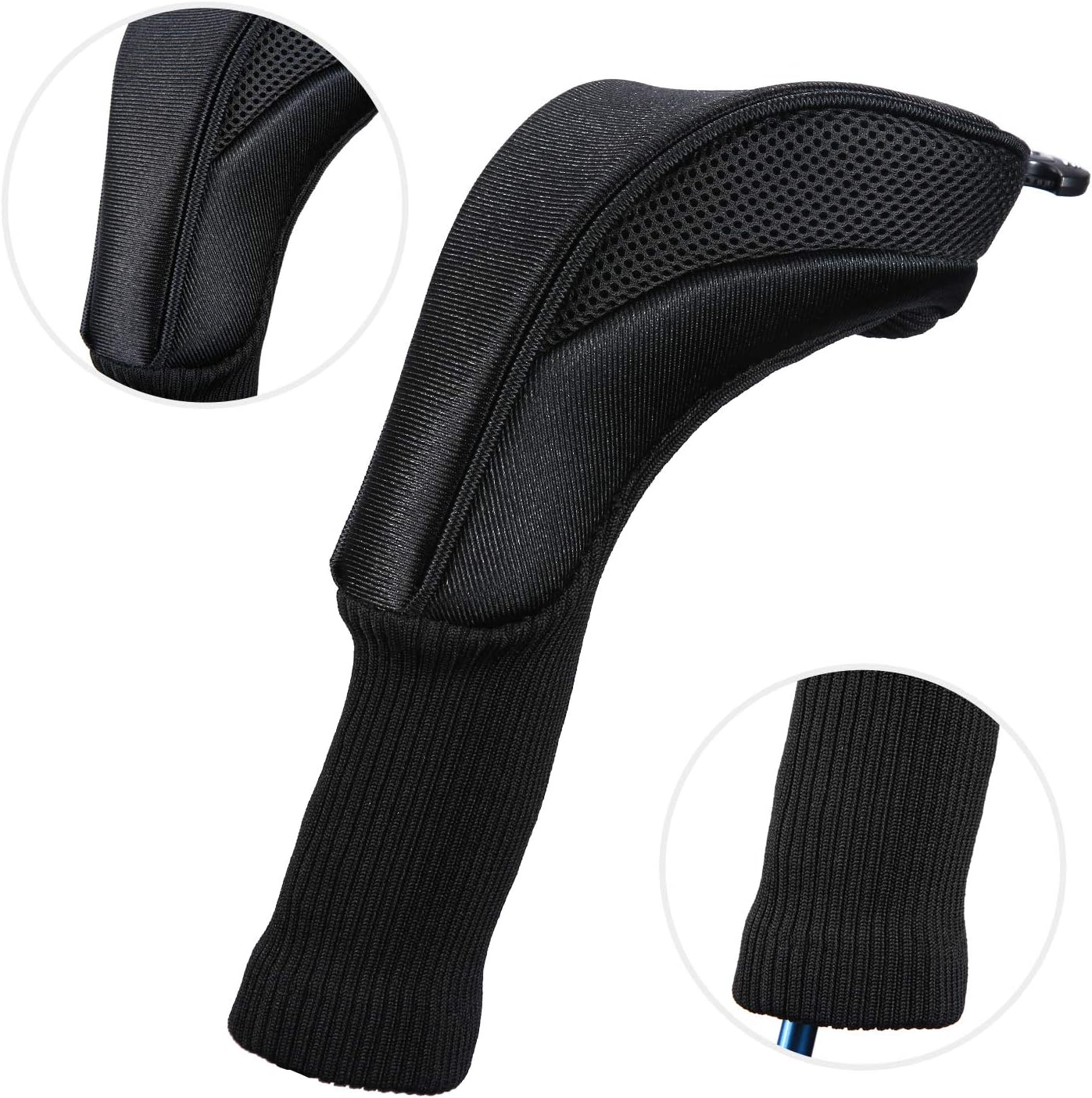 Black Golf Club Head Cover for Driver Fairway 3 Pcs Woods Headcovers, Golf Accessories Hybrid Head Covers Set with Interchangeable Tags 3 4 5 7 X
