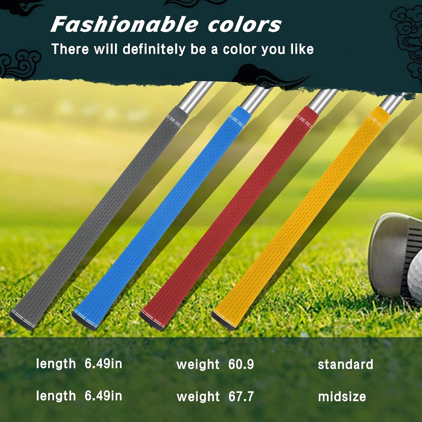 Golf Grips 8 Pack Soft Comfortable Non-Slip Grip Set Standard/Midsize 4 Colors All-Weather Arthritic Grip Men & Women
