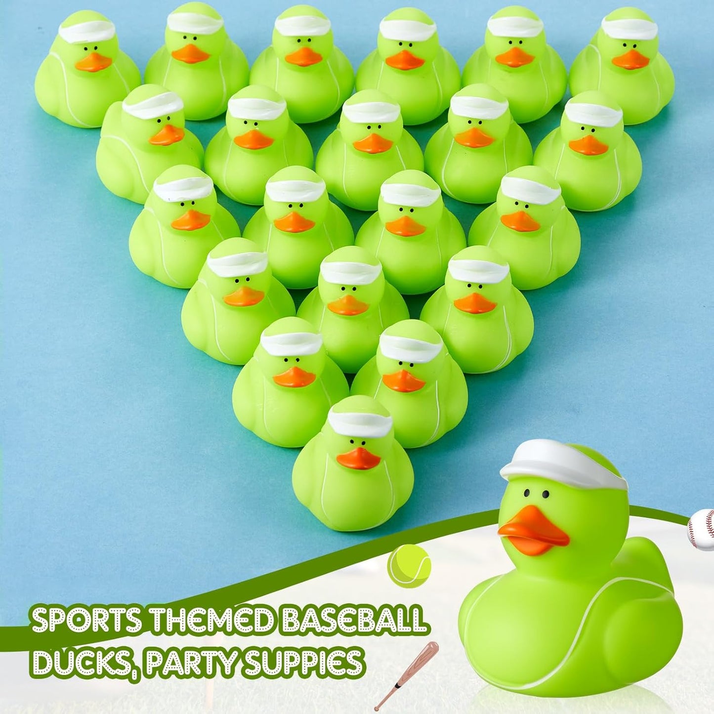 Deekin Rubber Duck 2 Inch Bulk Sport Party Favors for Team Events Game Day Decorations Birthday Party Decorations Club Player Gift(24 Pcs,Tennis)