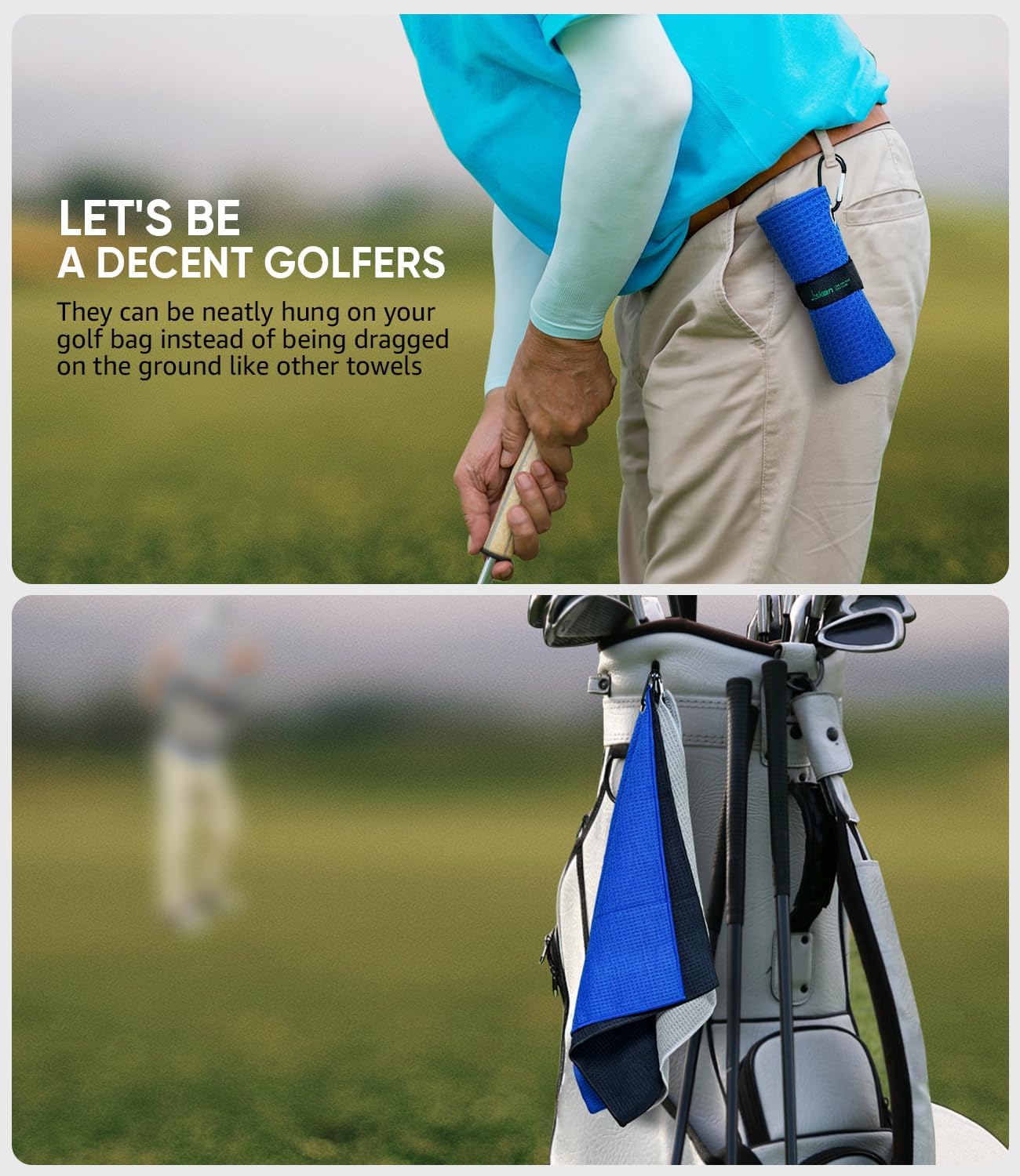 Pro Golf Towel Microfiber Golf Towel for Golf Bags (16" X 16") with Hook, Loop Fastener and Gift Box, Essentials Golf Accessories for Men, Golf Gifts for Men/Women