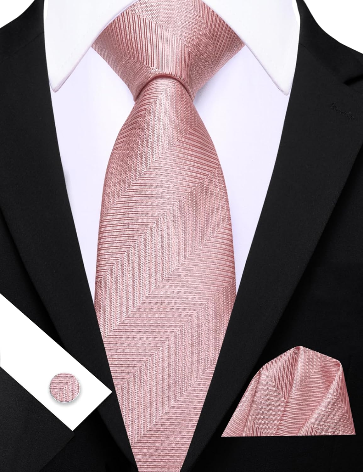 Barry.Wang Designer Classic Ties for Men Set Formal Pocket Square Cufflink Check Plaid