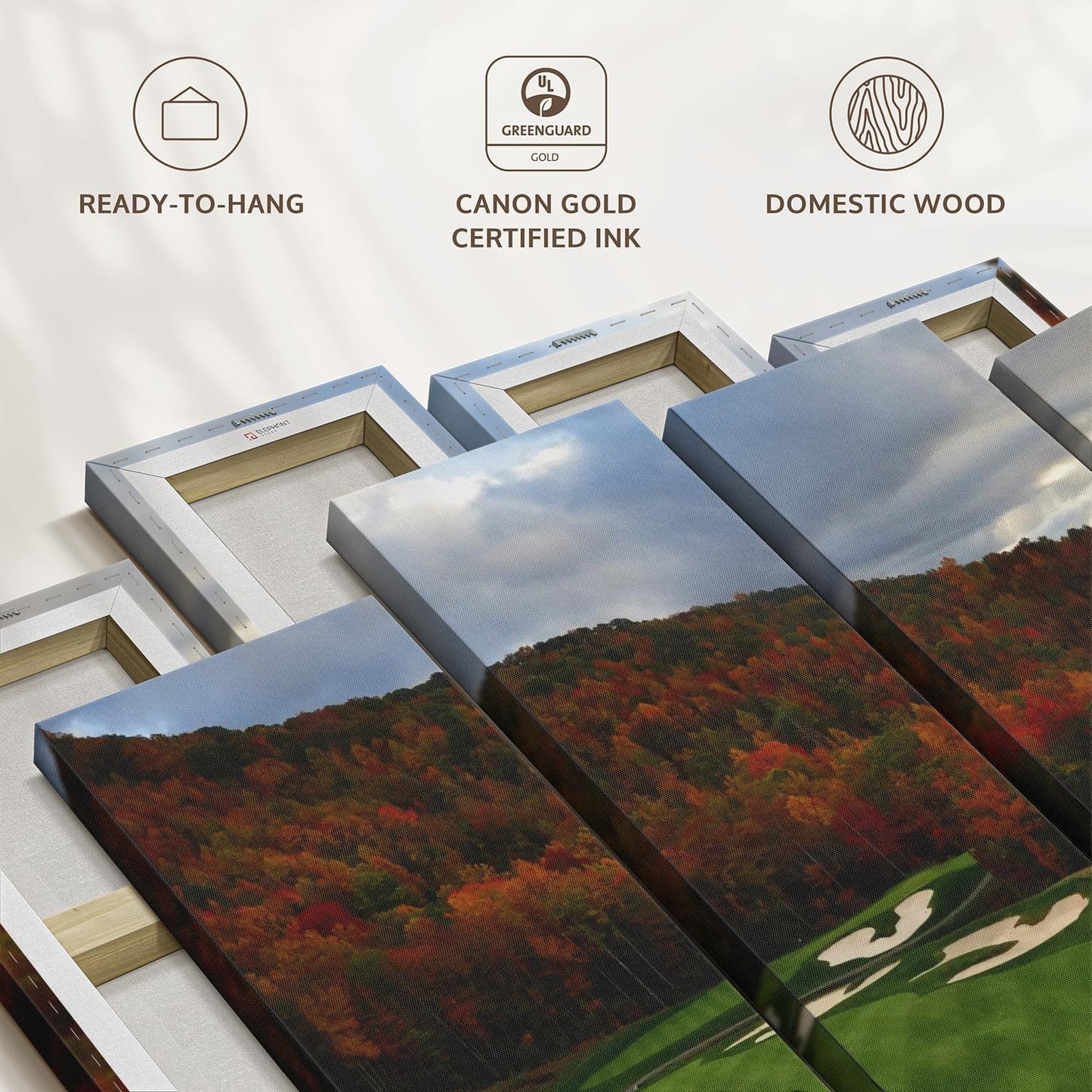 Elephant Stock Autumn Golf Course Wall Art - Horizontal Canvas - 4-Piece Living Room Wall Decor - Photography Sports Canvas Print - Blue and Orange Decor for Wall - 30" X 18"