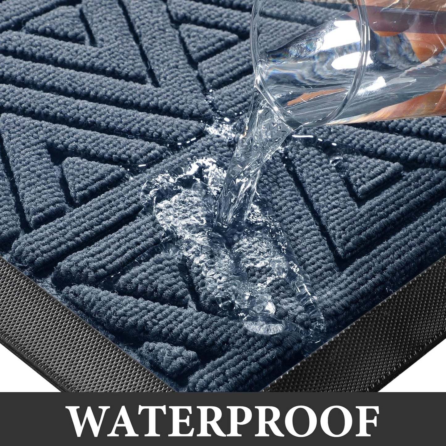 Yimobra Outdoor Mats for Front Door 29.5x17, Stops Mud & Dirt at Entrance, Fits Garage & Patio, All-Weather Waterproof Non Slip Outdoor Indoor Welcome Mat, Blue