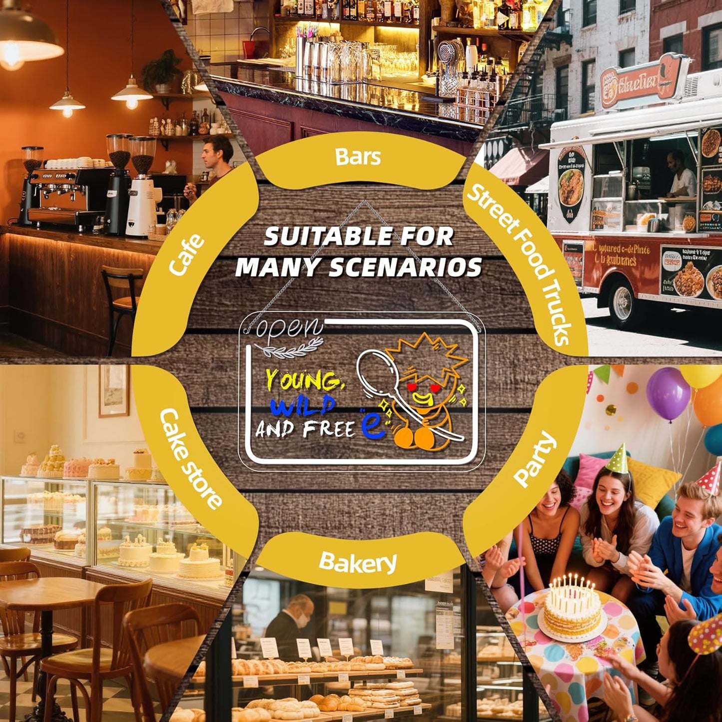 NOSUN OPEN LED Note Board 14.6*9.5” Acrylic Dry Erase Light Up Message Board with Chain and Stand, for Bar Salon Coffee Stores Club Hotel Kids With 7 Color Markers Glow Rewritable Memo Drawing Writing Board