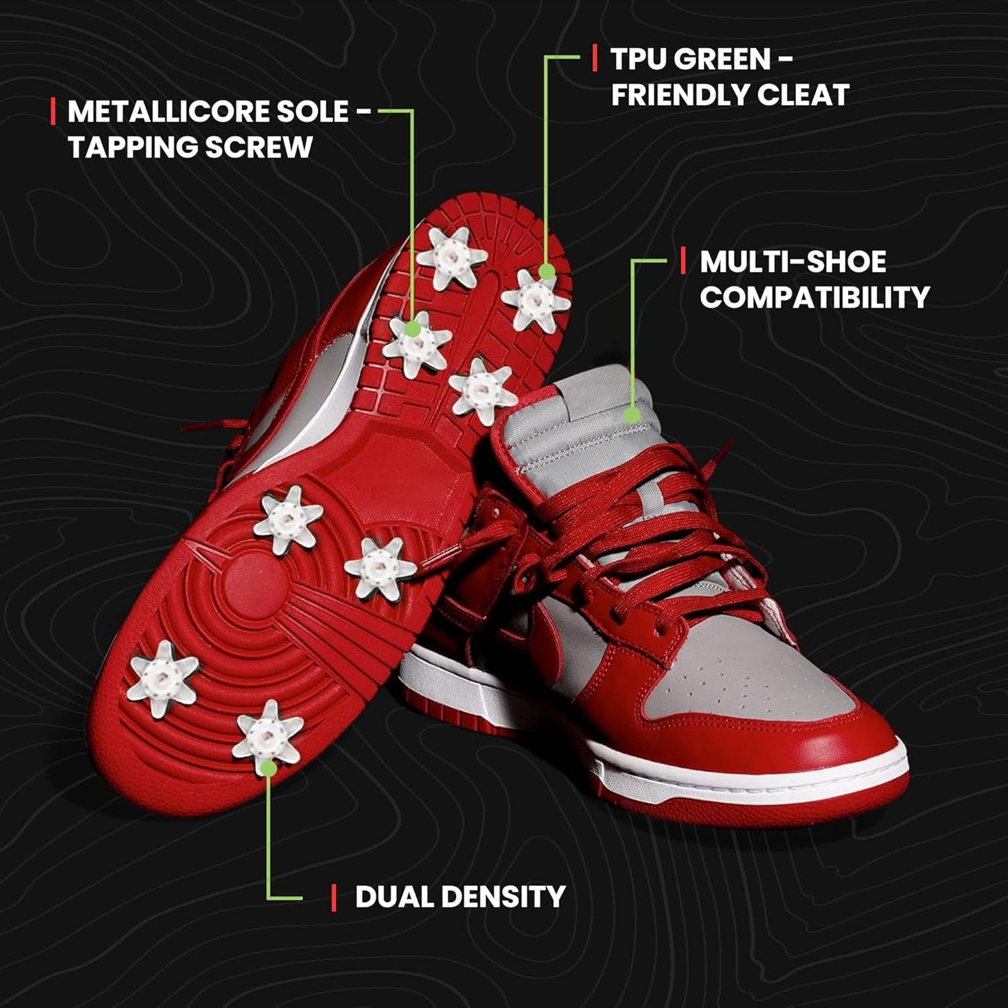 Golfkicks DIY Golf Cleats Kit Transform Sneakers into Golf Shoes Fun Gift Compatible with Flat Rubber Sole Shoes Includes 20 Golf Spikes and Mounting Tools