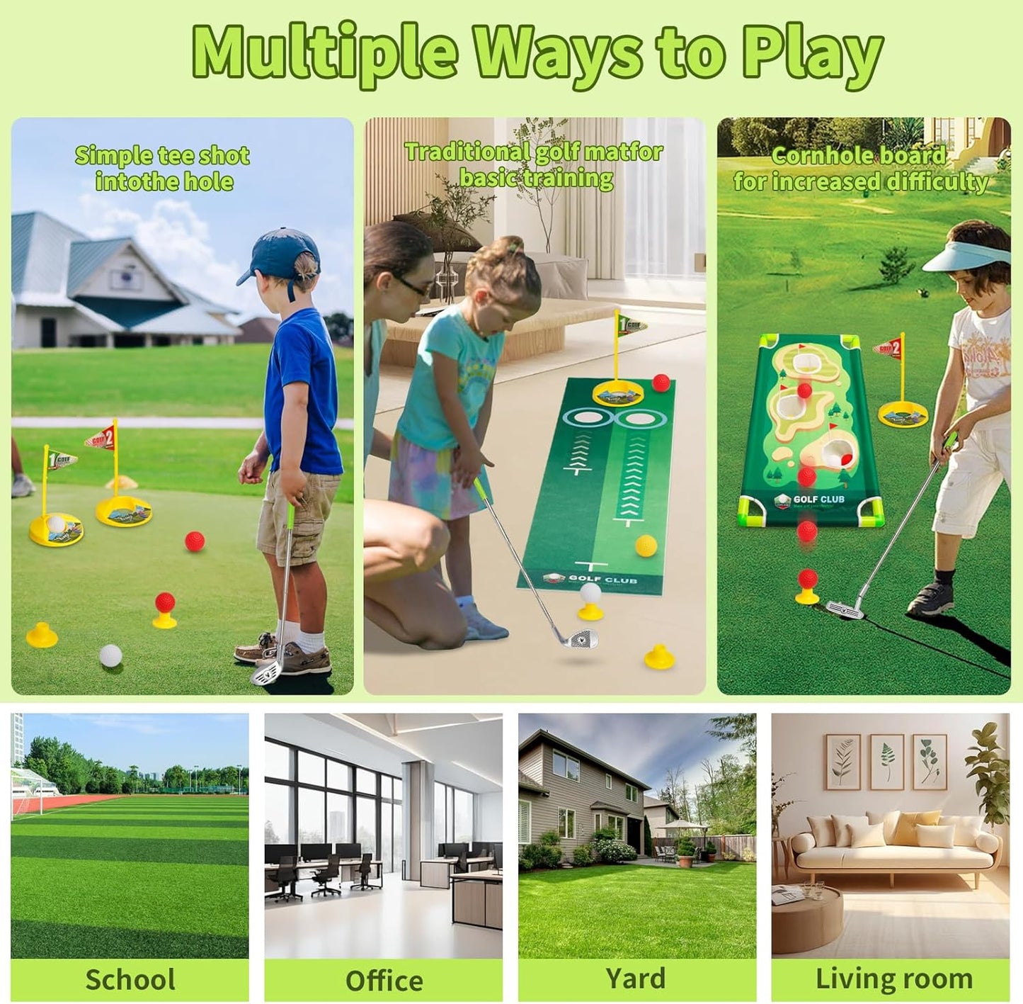 Toddler Golf Clubs Set - Upgraded Kids Golf Toys, Adjustable Toddler Golf Set with Scorecard, Storage Bag, Indoor and Outdoor Yard Game Gifts for 2 3 4 5 6 7 8 Year Olds Boys Girls