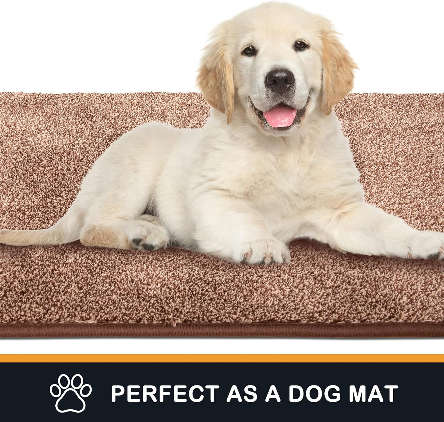 PURRUGS Dirt Trapping Door Mat 20" x 31.5", Non-Slip Machine Washable Entry Rug, Shoe Scraper, Dog Doormat, Super Absorbent Welcome Mat for Front & Back Door, Muddy Shoes & Paws, Brown-Light Cream