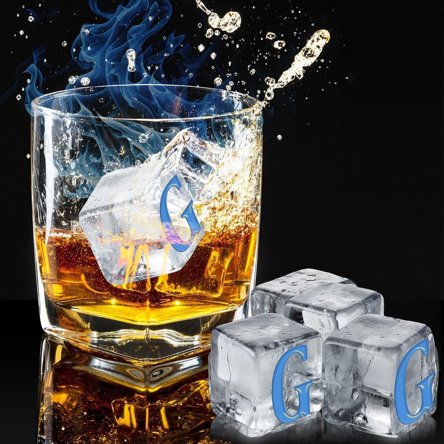 6 Pcs 2" Letter Silicone Personalized Ice Cube Mold,Personalized Ice Mold with 2mm Depth,Create Unique Whiskey Ice Cubes in Style with our Customizable Ice Mold (Letter B)
