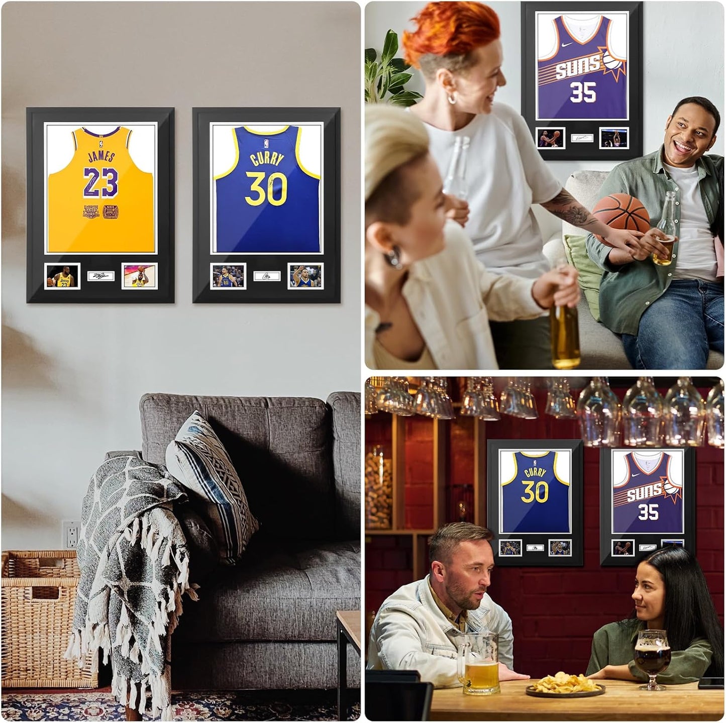 Nice C Jersey Frame Display Cases, Jersey Frame with Pictures Photos, Jersey Shadow Box Shirt Display Case, 98% UV Protection, Football Basketball Soccer (1 Pack)