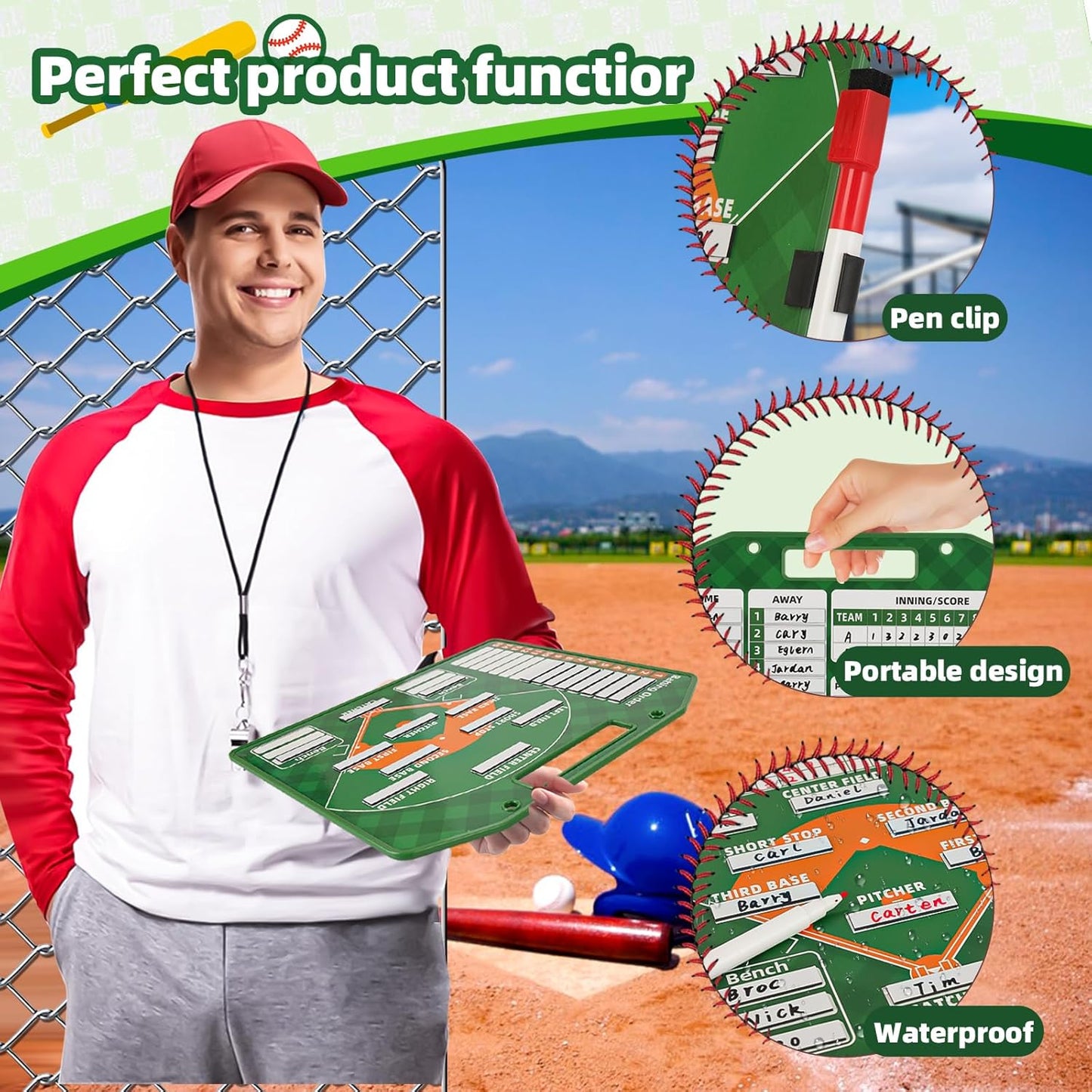 Magnetic Baseball Lineup Board,Baseball Lineup Cards Baseball Lineup Board For Dugout Baseball Accessories 40 Sheets Lineup Cards Baseball Clipboard for Coaches Baseball Coaching Accessories