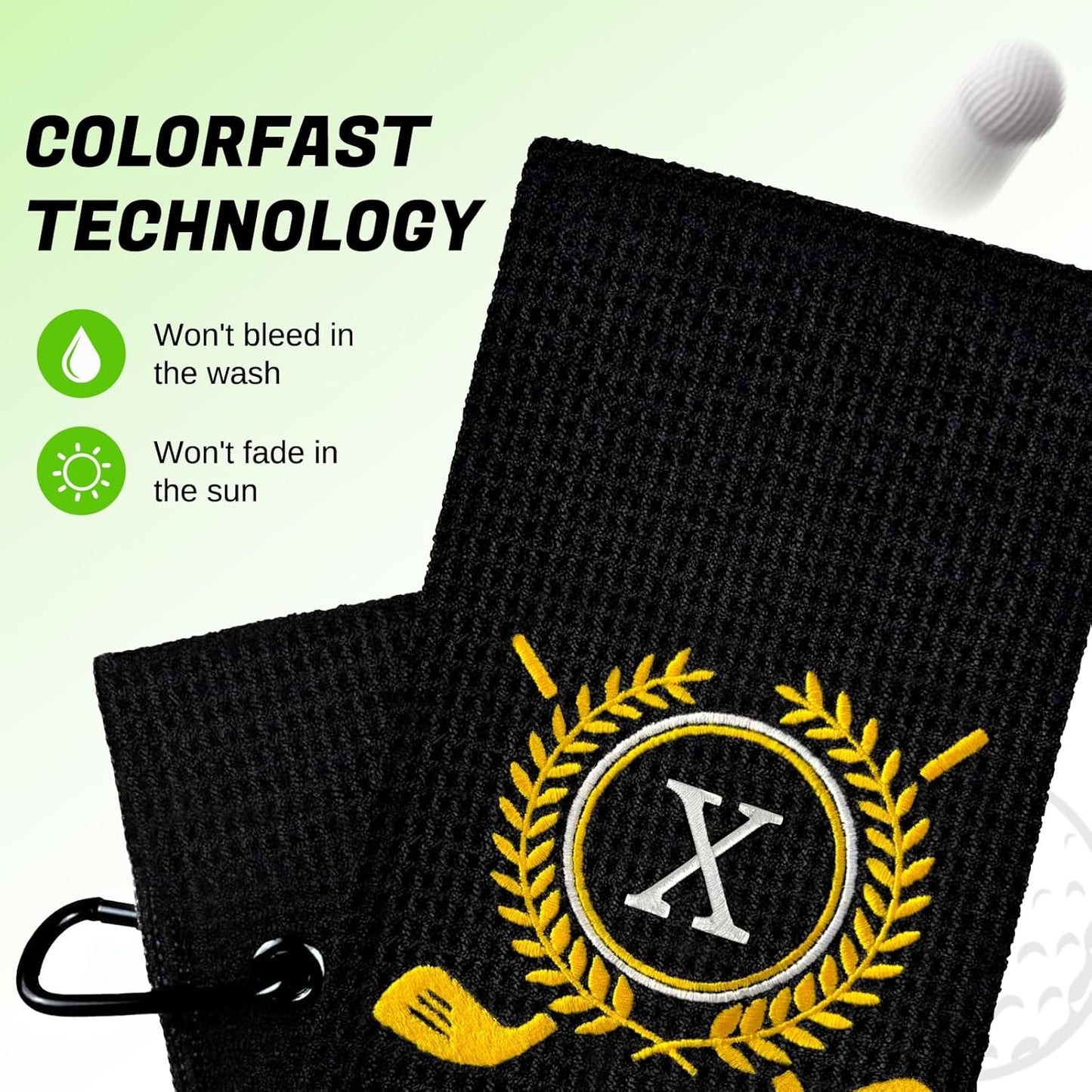 Personalized Golf Towels for Golf Bags - Microfiber Monogrammed Golf Towels for Men/Women, Retractable Brush Tool Kit with Club Groove Cleaner, Custom Golf Accessories for Golfers (Initial X)