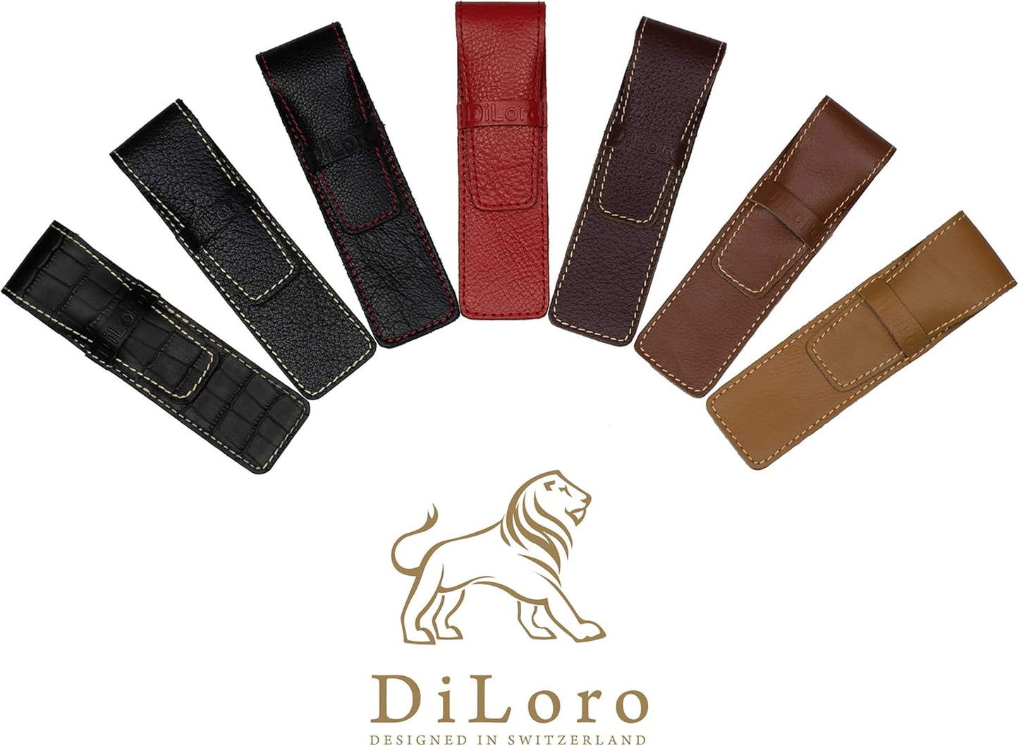 DiLoro Full Grain Genuine Leather Single Pen Case Sleeve Pencil Holder Pouch (Buffalo Sepia Tan)