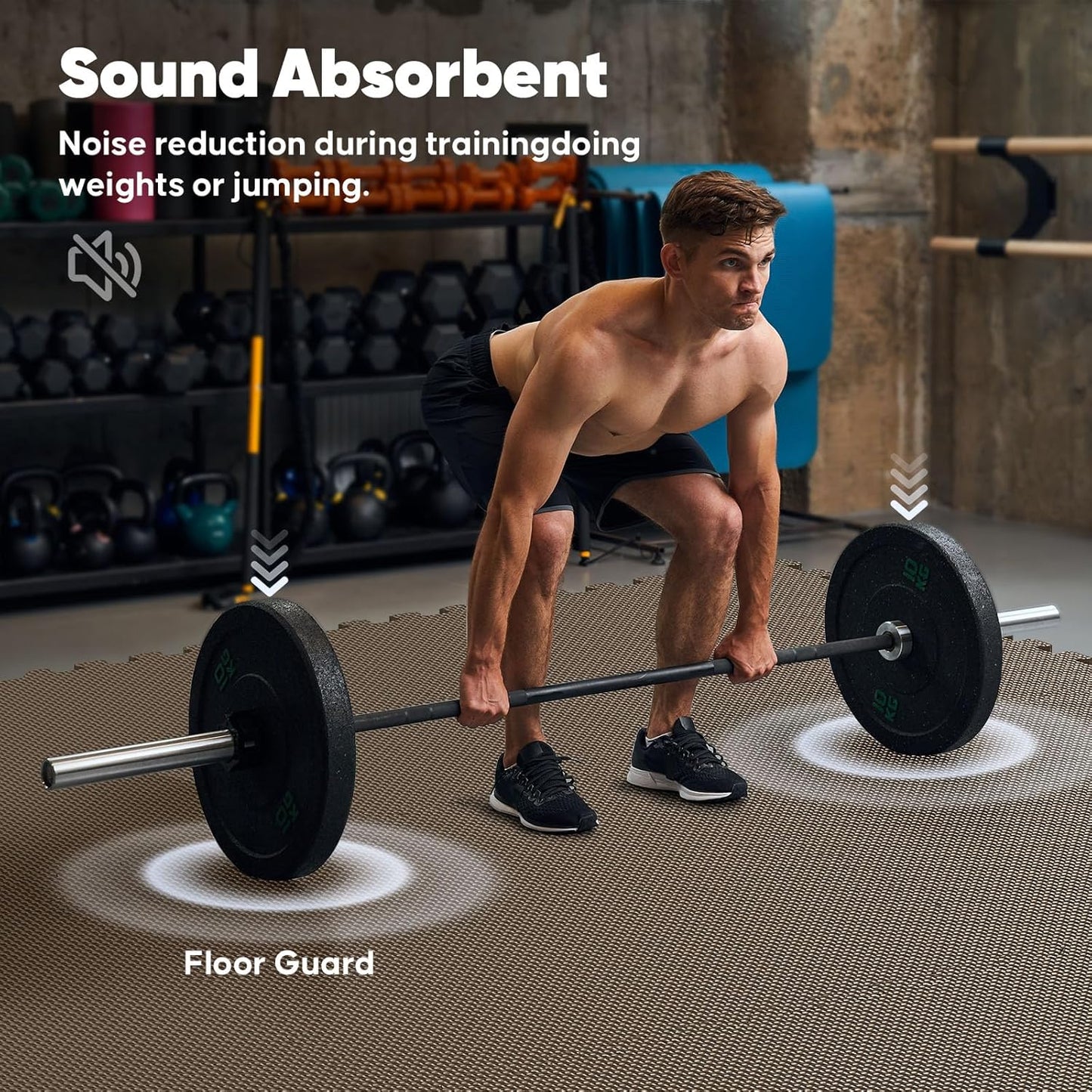 Home Gym Mat, Puzzle Exercise Mat, EVA Interlocking Foam Floor Tiles for Home Workout Equipment and Kids' Play Areas - Blue, 24 in x 24 in x ½ in - (Brown, 16 Pack(64 SQ FT))