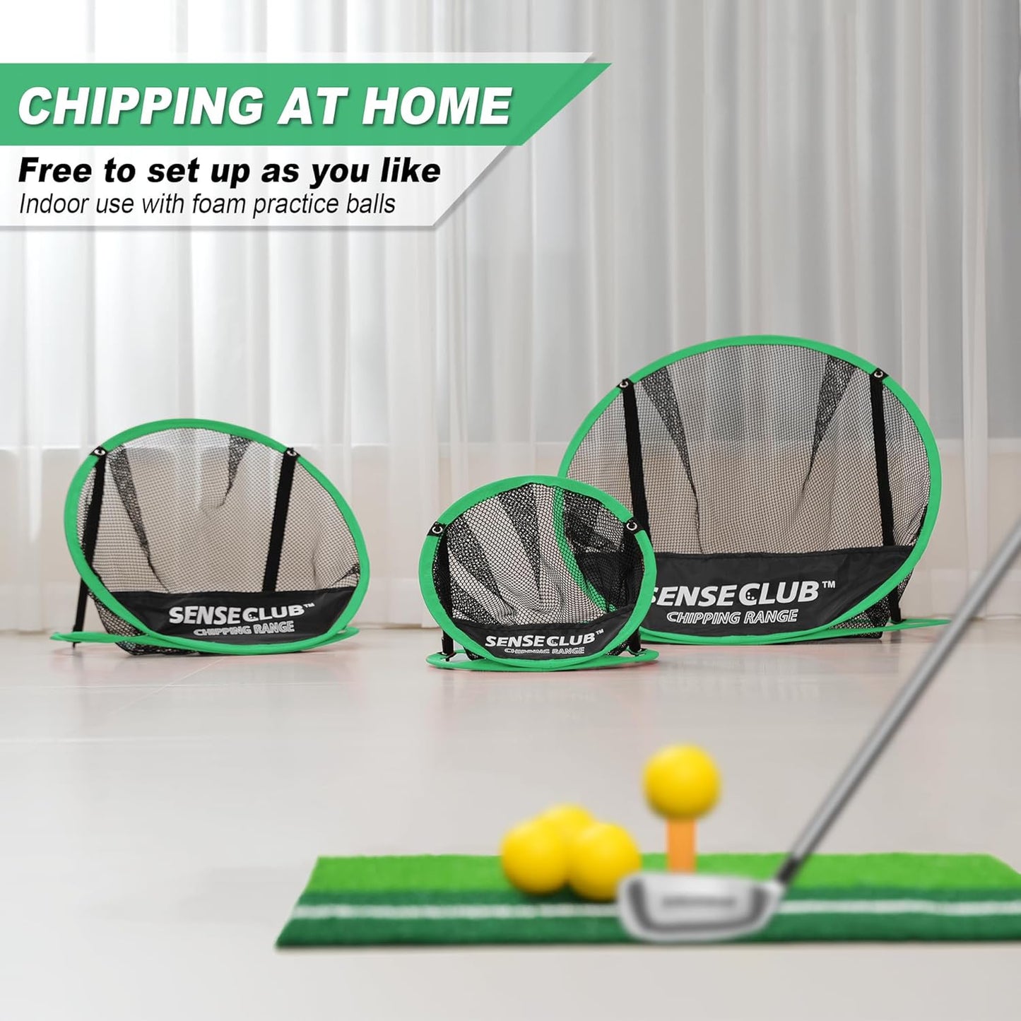 Foldable Chipping Net & Floating Green, Indoor Golf Practice Chipping Target, Backyard Golf Game & Gifts