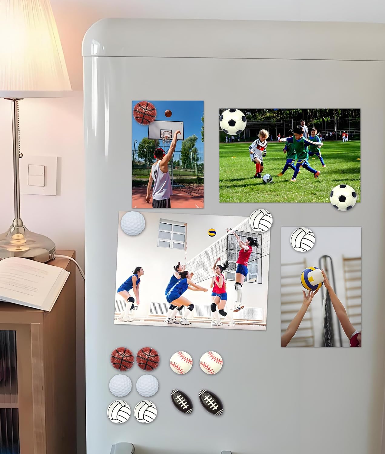 KEYDUACU 12Pcs Strong Ball Magnets,3D Volleyball Sports Craft Decoration Magnet,Strong Fridge Magnets for Kitchen, School,Office Whiteboard, Cabinet and Dishwasher