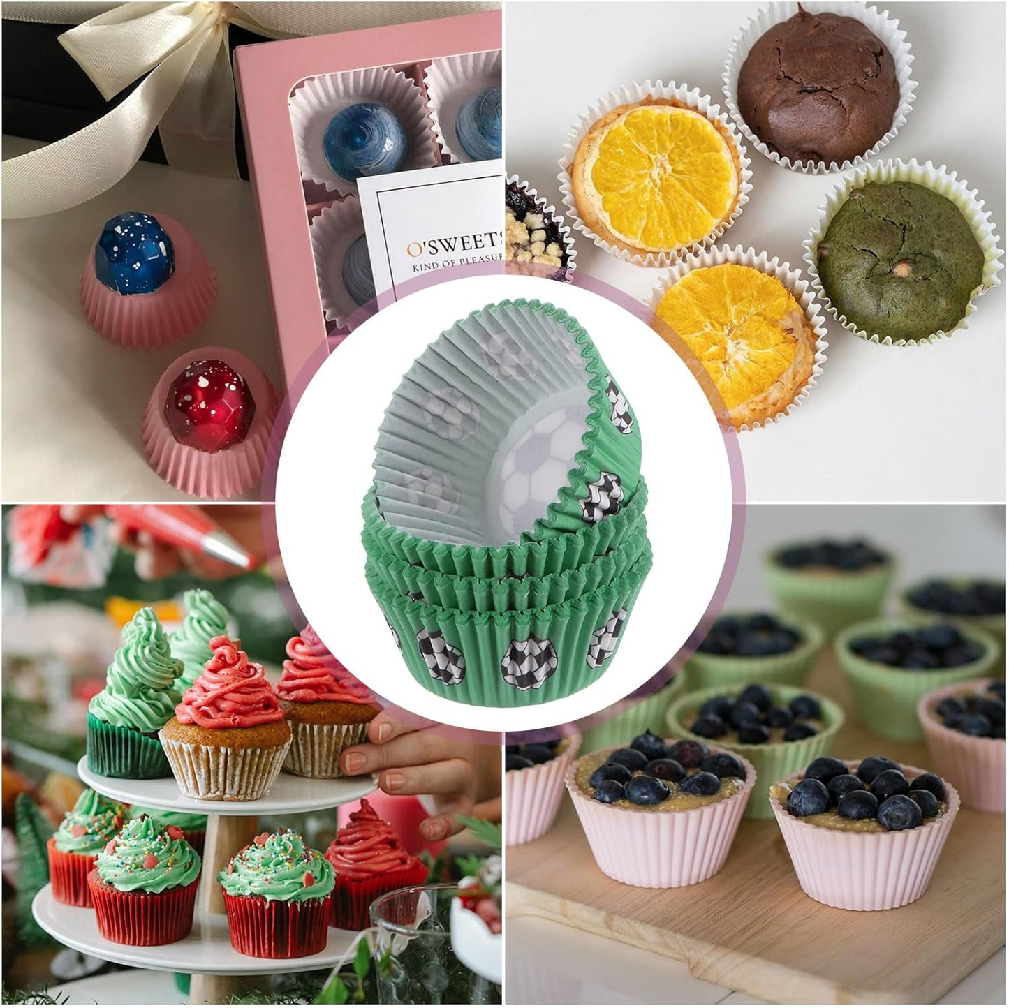 HARFINGTON 300 Count Cupcake Liners Soccer Cupcake Cups Standard Size Muffins Liners Papers Baking Cups Wrappers Greaseproof for Party Wedding Birthday