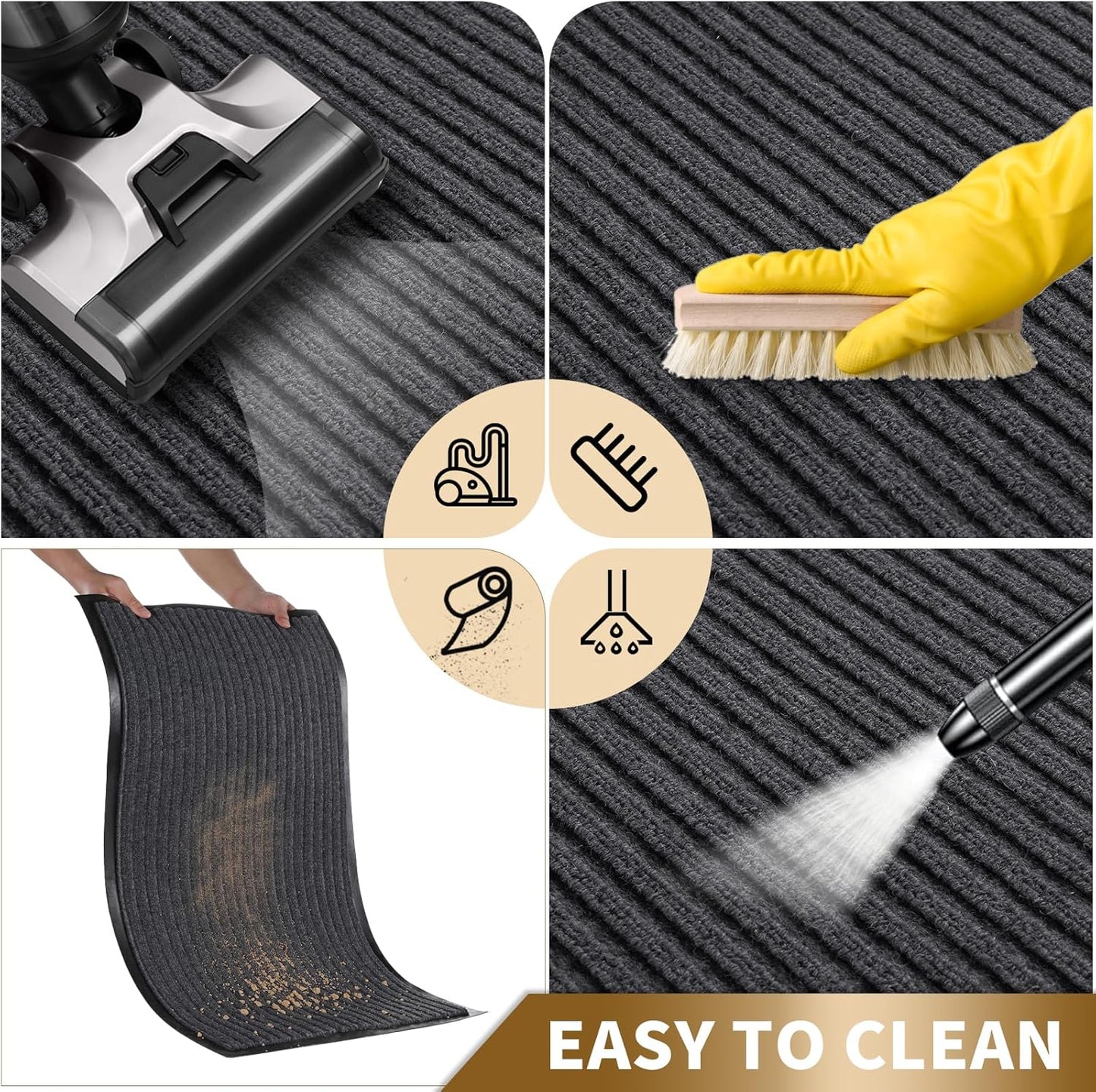 Yimobra Front Door Mat Outdoor Indoor Entrance, 100% Waterproof All-Season All Weather Doormat, Welcome Matt Outside Entry, Non Slip, Low Profile, Heavy Duty Patio Porch Floor Mat,29.5 x 17, Grey