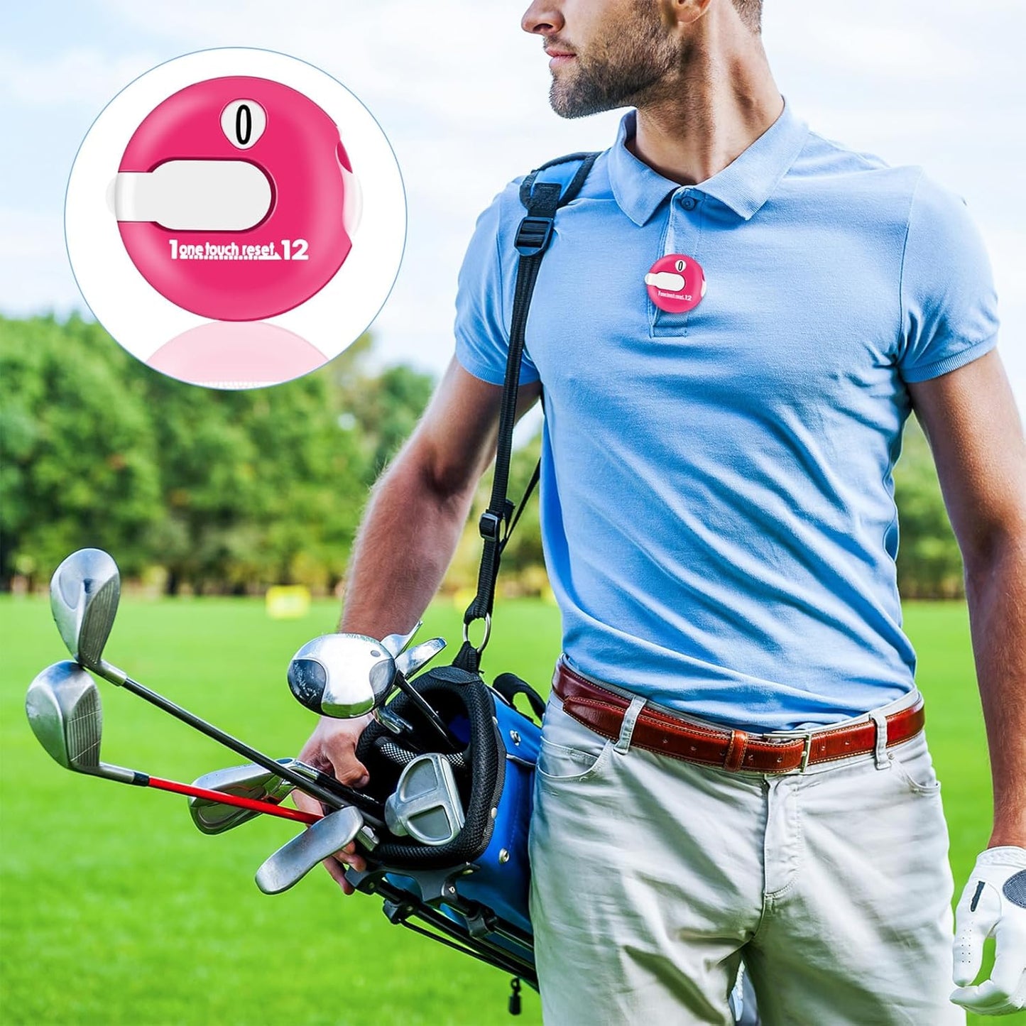 Frienda Golf Score Counter Mini Golf Stroke Counter with One Touch Reset and Simple Attachment to Scorekeeper Glove in