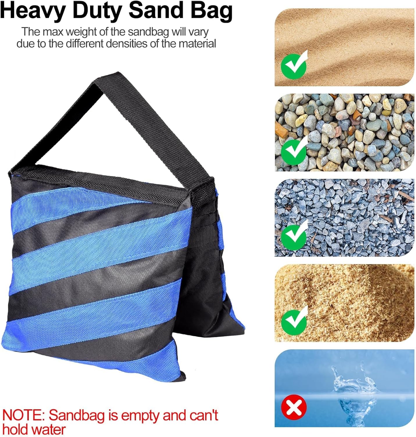 EMART Heavy Duty Sandbag Photo Studio Weight Bag Saddlebag Design for Photography Light Stand Tripod, Outdoor Patio, Sports, Pop up Tent, Umbrella Base, Camping, Fishing Chair -4 Packs Set(Blue)