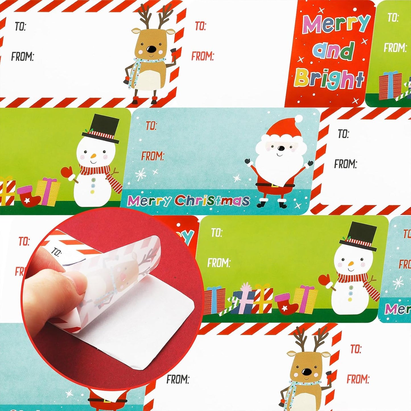 Outus 500 Pieces Christmas Tags Self Adhesive Gift Tags for Xmas Presents Christmas Name Labels Stickers for Wrapping Paper Festival Birthday Holiday Decor(Classic Style,2.95 x 1.6 Inch)