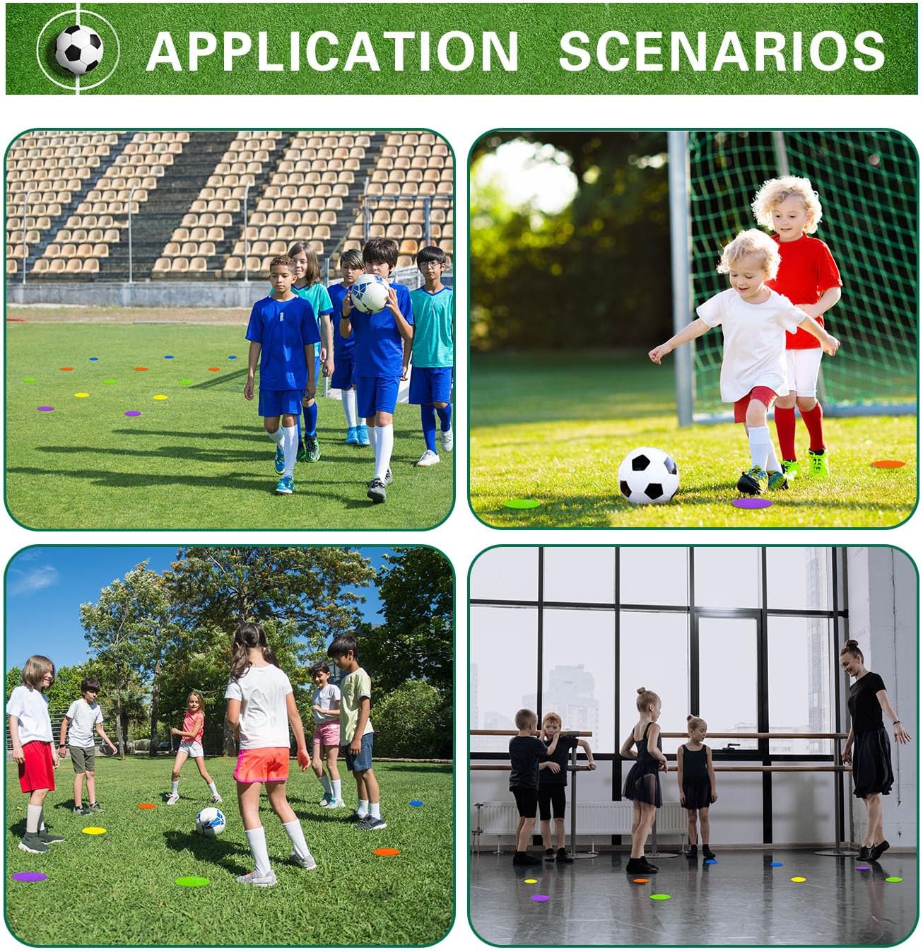 Spot Markers 4.72 Inch 9 Inch Non Slip Rubber Floor Markers Flat Field Cones Poly Dots for Soccer Basketball Sports Speed Agility Training and Drills