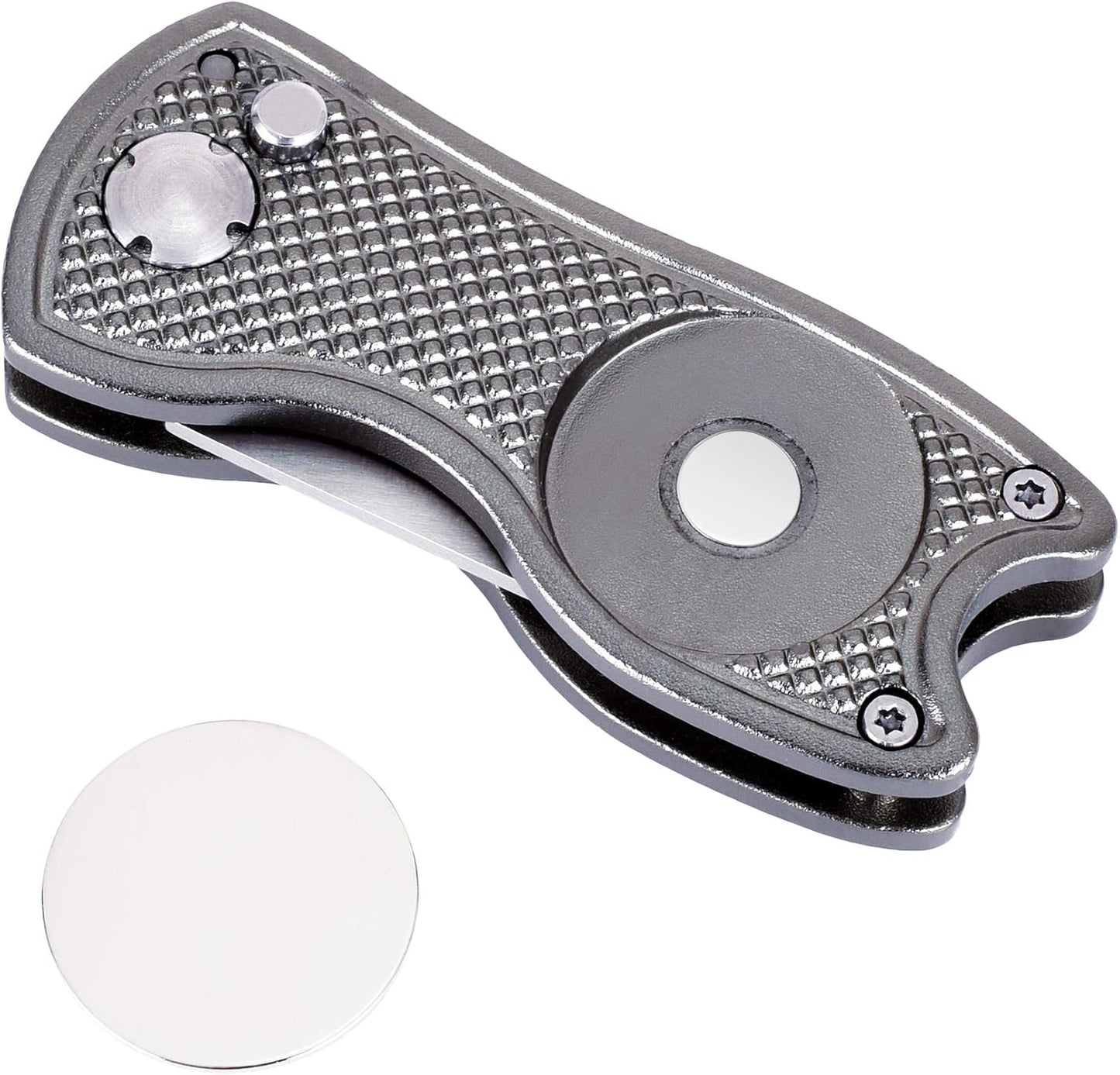 Mile High Life Golf Divot Repair Tool, All Metal Foldable Divot Tool with Pop-up Button & Magnetic Ball Marker, 2-6 Pack