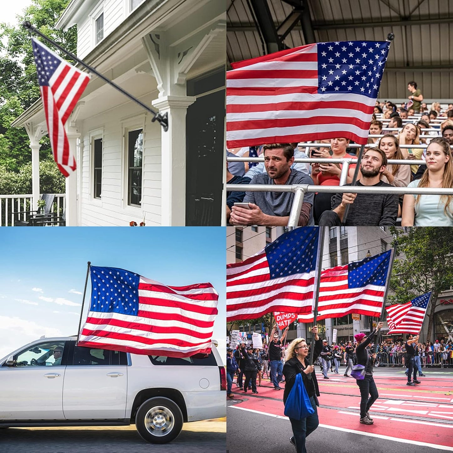 Flag Pole for Outside House - 5ft Heavy Duty Stainless Steel Flag Pole Kit, Tangle Free Spinning Flagpole Holder For Outdoor Porch Residential Decoration - Black