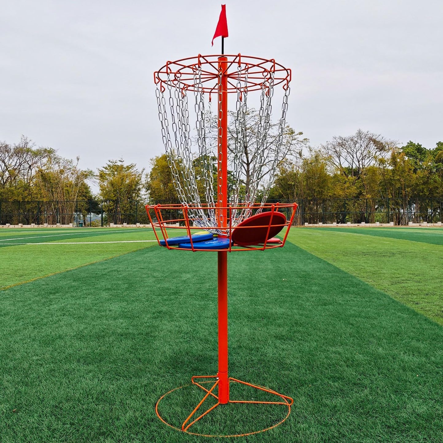 Disc Golf Basket - Portable Disc Golf Target with Heavy Duty 24-Chains Come with 6pcs Disc Golf Discs and Carry Bag, Ground Stake -Suitable for Players of All Levels - Multi Color Available