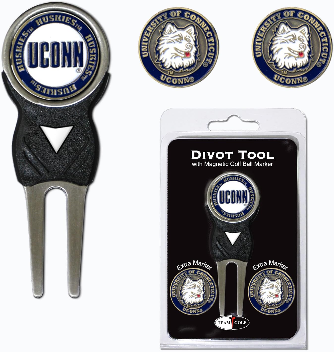 Team Golf NCAA Divot Tool with 3 Golf Ball Markers Pack, Markers are Removable Magnetic Double-Sided Enamel