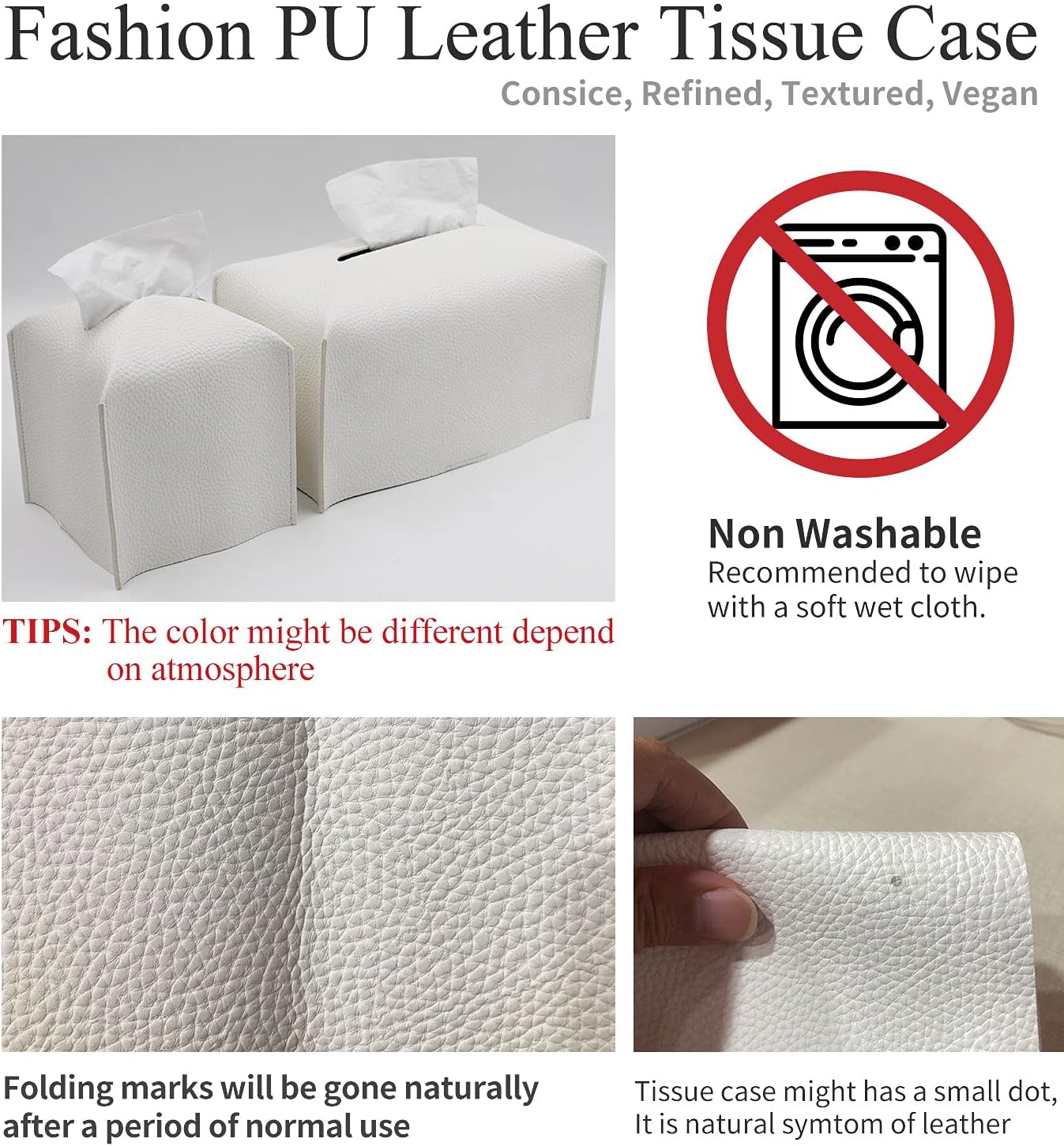 Livelab Tissue Box Cover, Square Decorative PU Leather Tissue Box Holder Modern Tissue Case Facial Paper Organizer Dispenser for Bathroom, Vanity Countertop, Night Stands, Desk, Car 5X5X5'' | Bronze