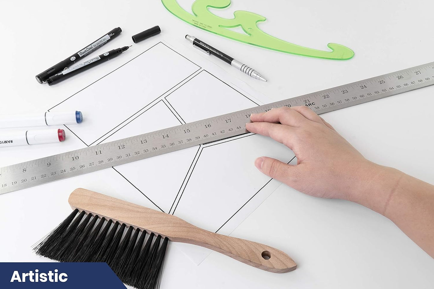 Pacific Arc 36 Inch Stainless Steel Ruler with Inch/Metric Conversion Table