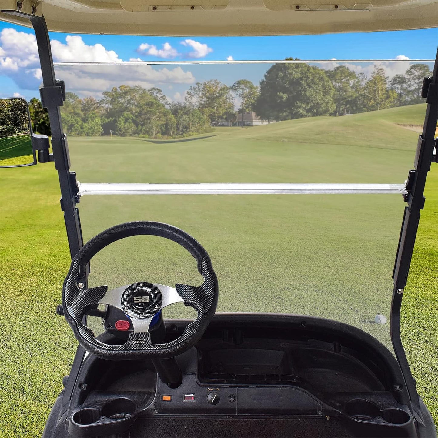 D Golf Cart 12.5 Inch Steering Wheel, for Club Car EZGO Yamaha Golf Cart, with Car Horn Button,Cool racing steering wheel