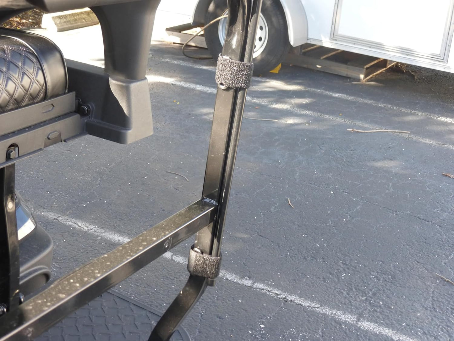 Flagpole for golf carts, For use on rear passenger safety bar or arm rests, No tools required for quick and easy installation on your golf cart. (Golf Cart Flagpole with 12x18" USA Flag)