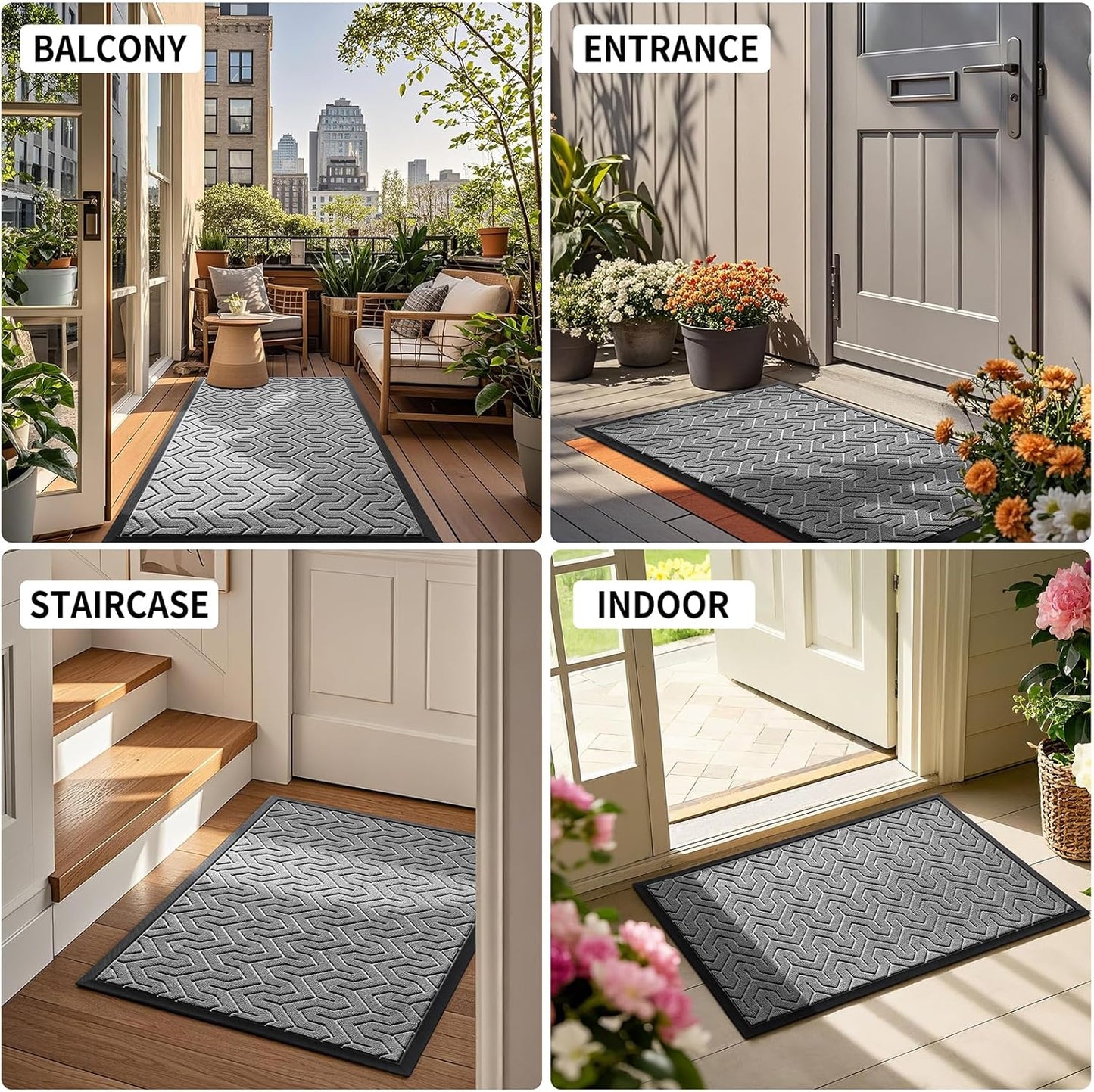 Yimobra Front Door Mat Outside Entrance 29.5x17, Waterproof Heavy Duty Outdoor Mats for Front Door, Non Slip Rubber Entry Mat for Garage Patio Indoor, Grey