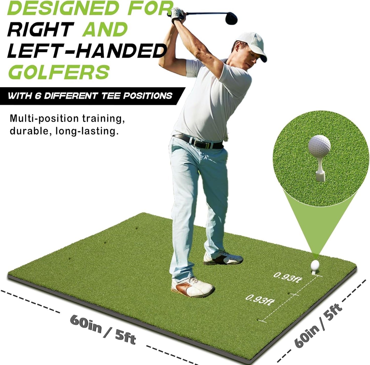 Bltend Golf Mat: 5x4ft & 5x5ft Heavy-Duty Golf Hitting Mats Practice Outdoor/Indoor, Elite Dense Artificial Turf Matt Training Aid for Backyard/Garage/Driving Range/Simulators