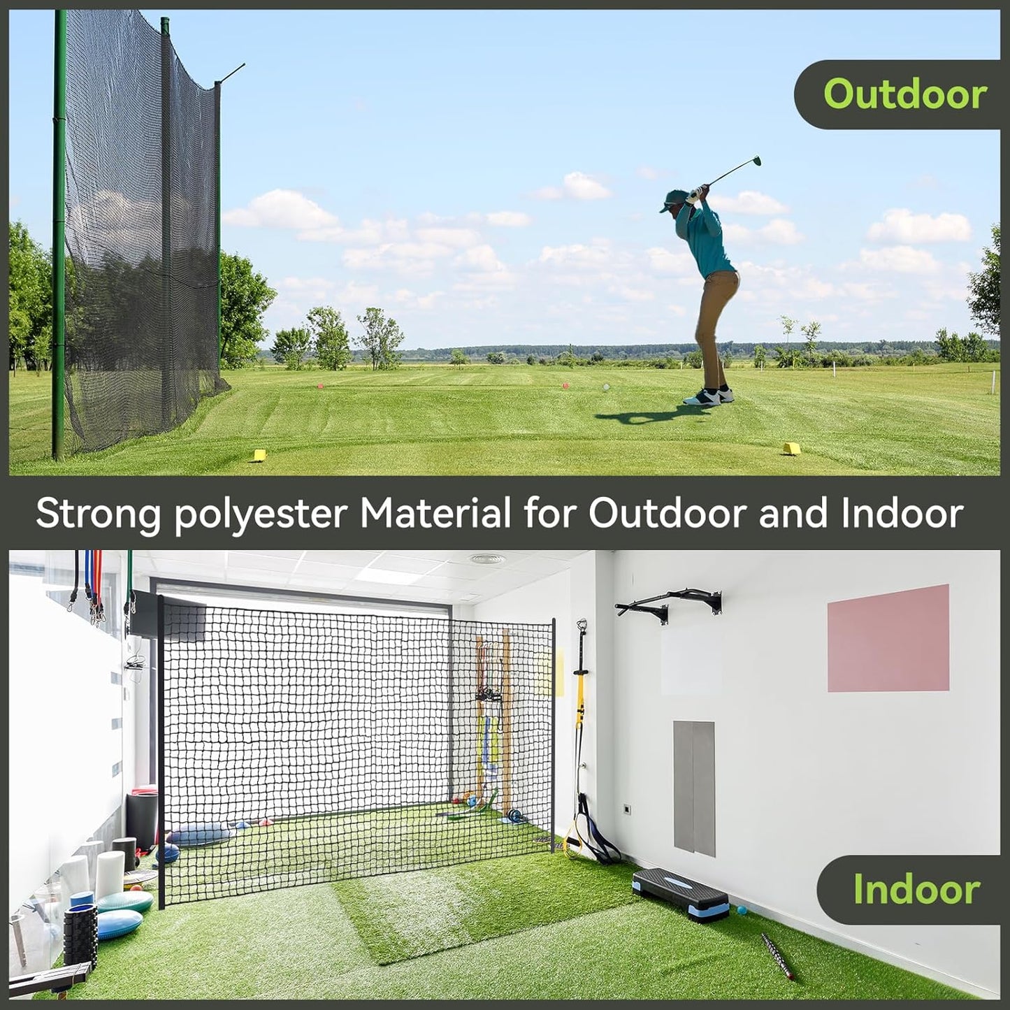 Golf Nets Practice,Sports Nets for Backyard Driving Real Golf Balls10ft to 60ft, Ball Stop Netting for Garage Swing Training, Indoor Outdoor Nylon Heavy Duty Soccer, Basketball, Pickleball Accessories