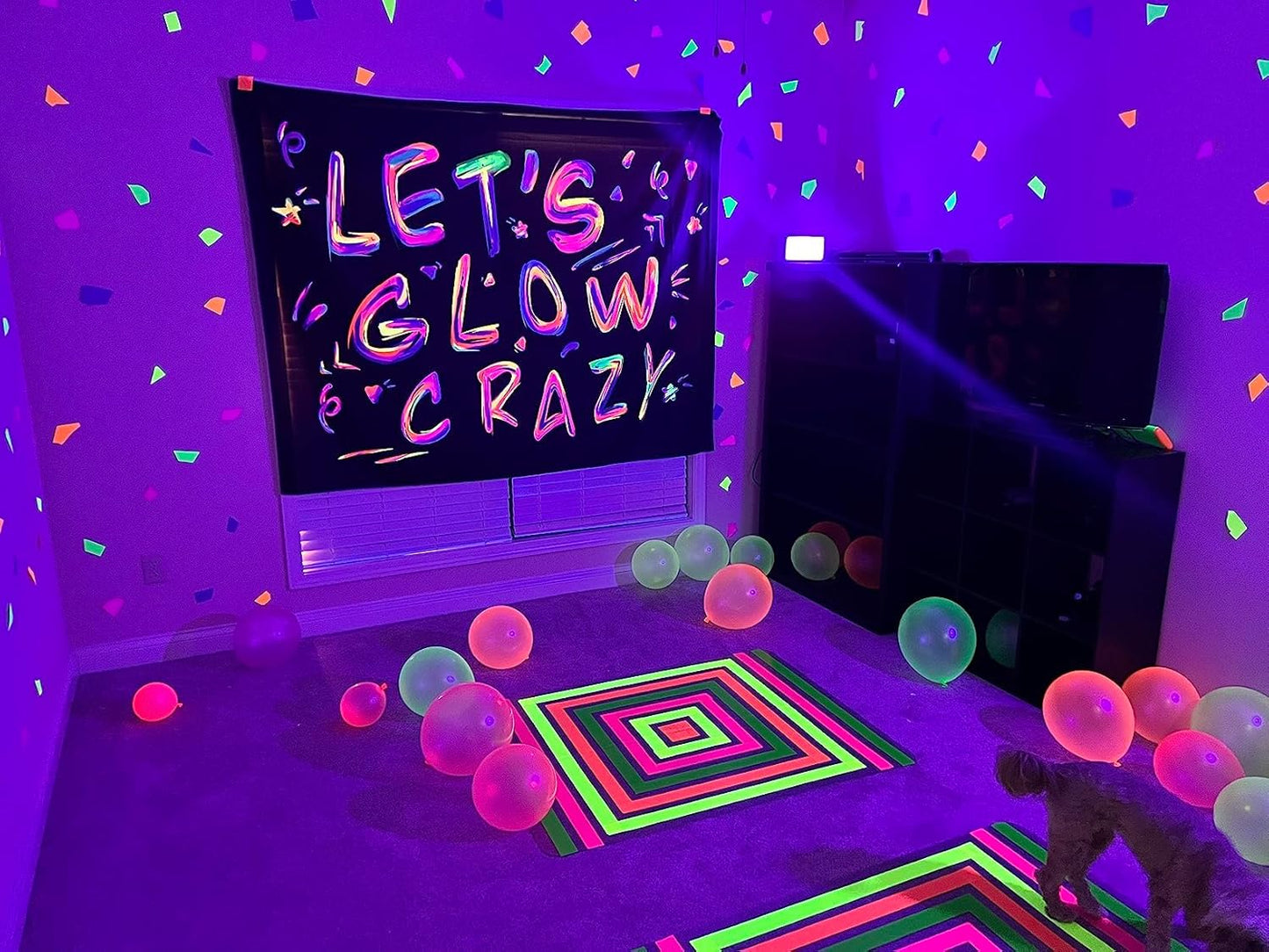 SWRT Neon Gaffer Cloth UV Blacklight Tape for Party Supplies, 5 Rolls Multi-Color UV Fluorescent Glow in The Dark Tape for Party Decoration, Dance Floors, UV Party (0.6 inch x 16.5 feet)