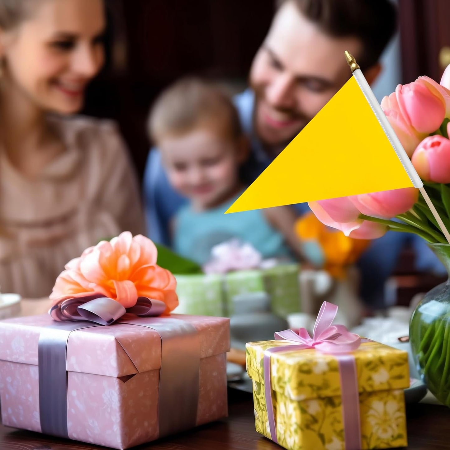 20 Pack Solid Color Yellow Blank Pennant Flags on Wood Stick Small Mini Plain DIY Graffiti Flags,Decorations for Parades,Grand Opening,Kids Birthday,Sports Clubs,5x8 Inch