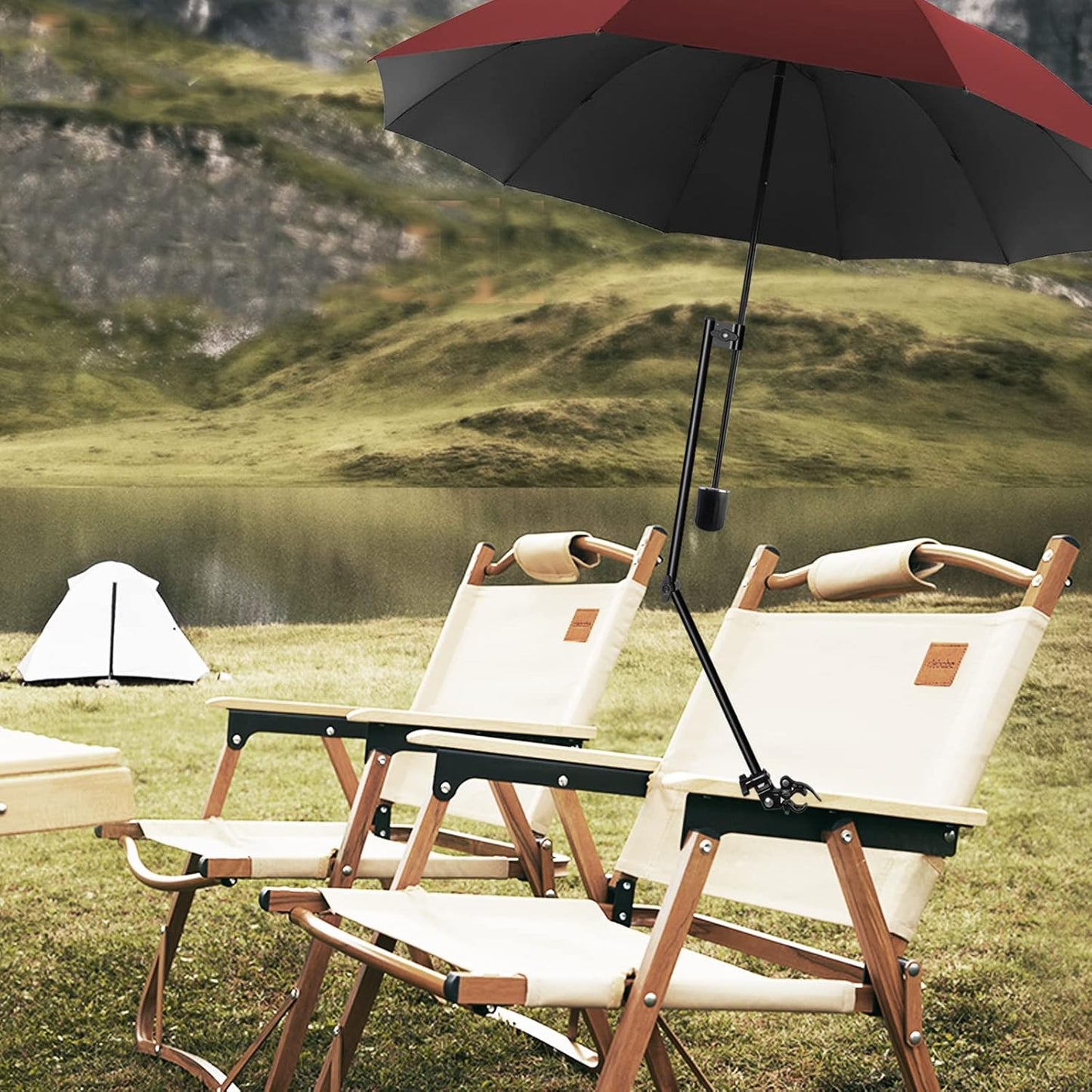 UPF 50+ Golf Umbrella with Adjustable Universal Clamp, Portable Umbrellas for Rain, Manual Open & Close, for Beach Chair, Golf Cart, Stroller, Bleacher, Patio
