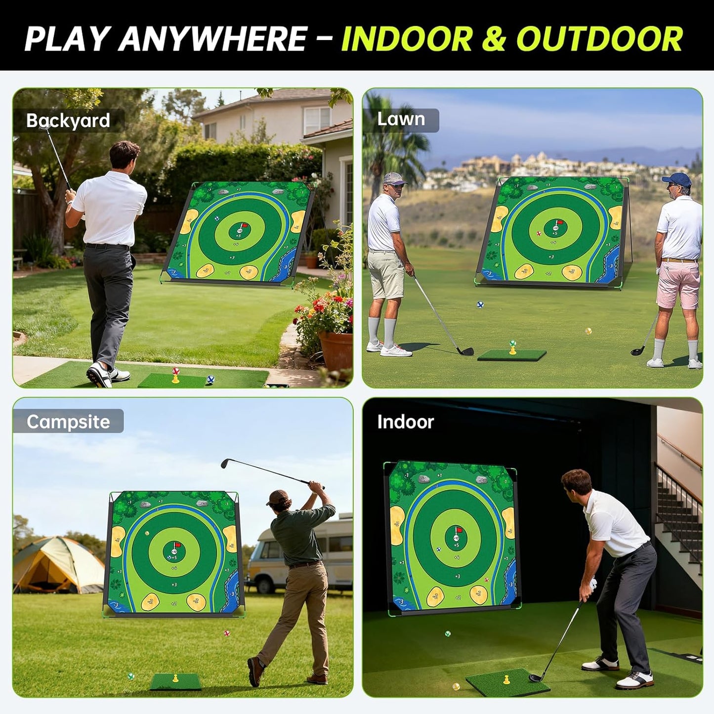 Golf Chipping Game Set, 71 X 71 in Large Golf Practice Mat with 2 Adjustable Clubs, Hitting Mat, 24 Sticky Balls, 2 Golf Tees, Scoreboard & Carry Bag, Indoor Outdoor Golf Training Game for Adults