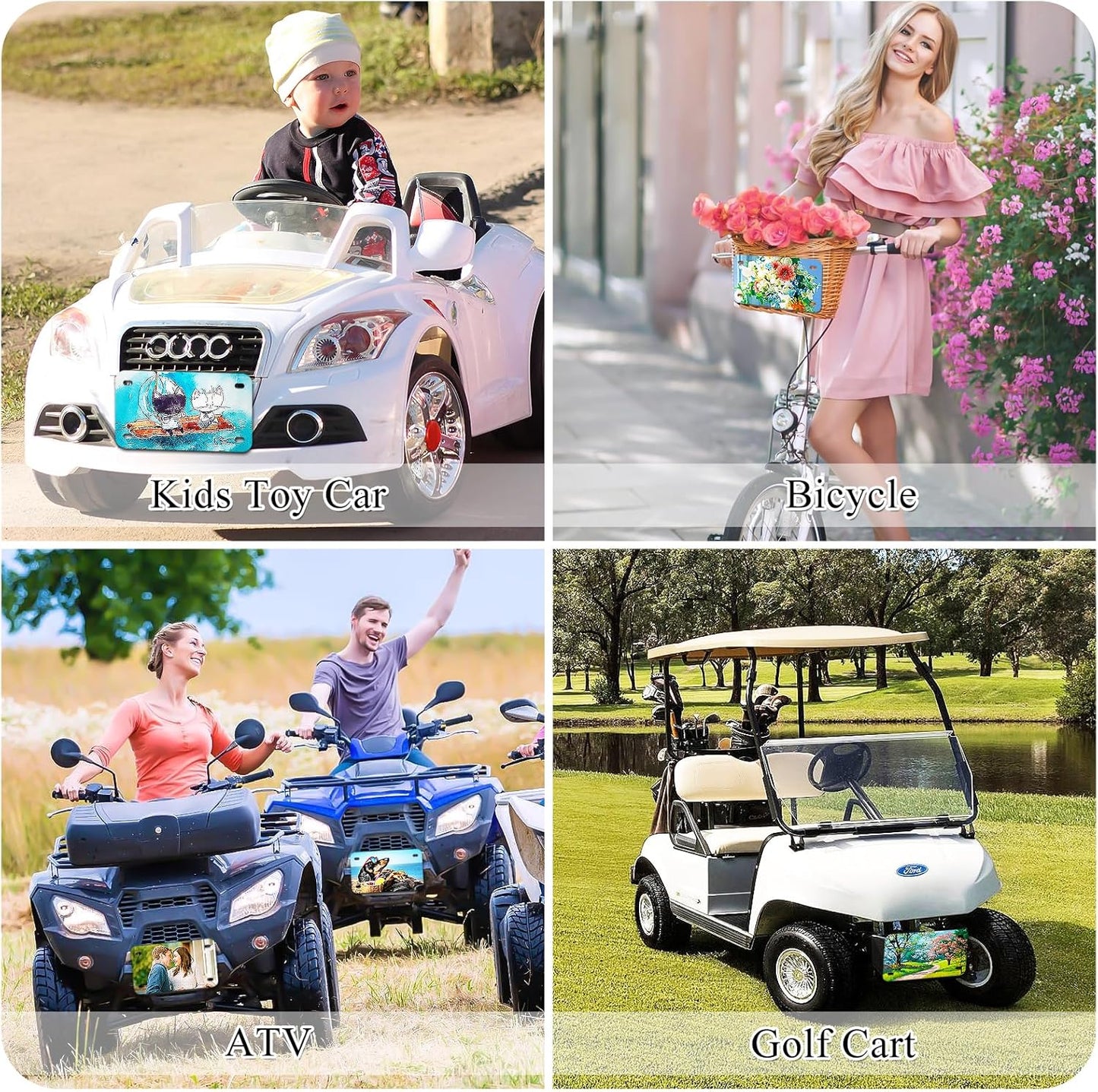 7"x4"10 Pcs Sublimation License Plate Blanks, Metal Aluminum Mini Heat Thermal Transfer Sheet DIY Picture, Custom License Plate Tag for Kids Toy Car, Bike and Mopeds, Golf Cart Accessories (White)