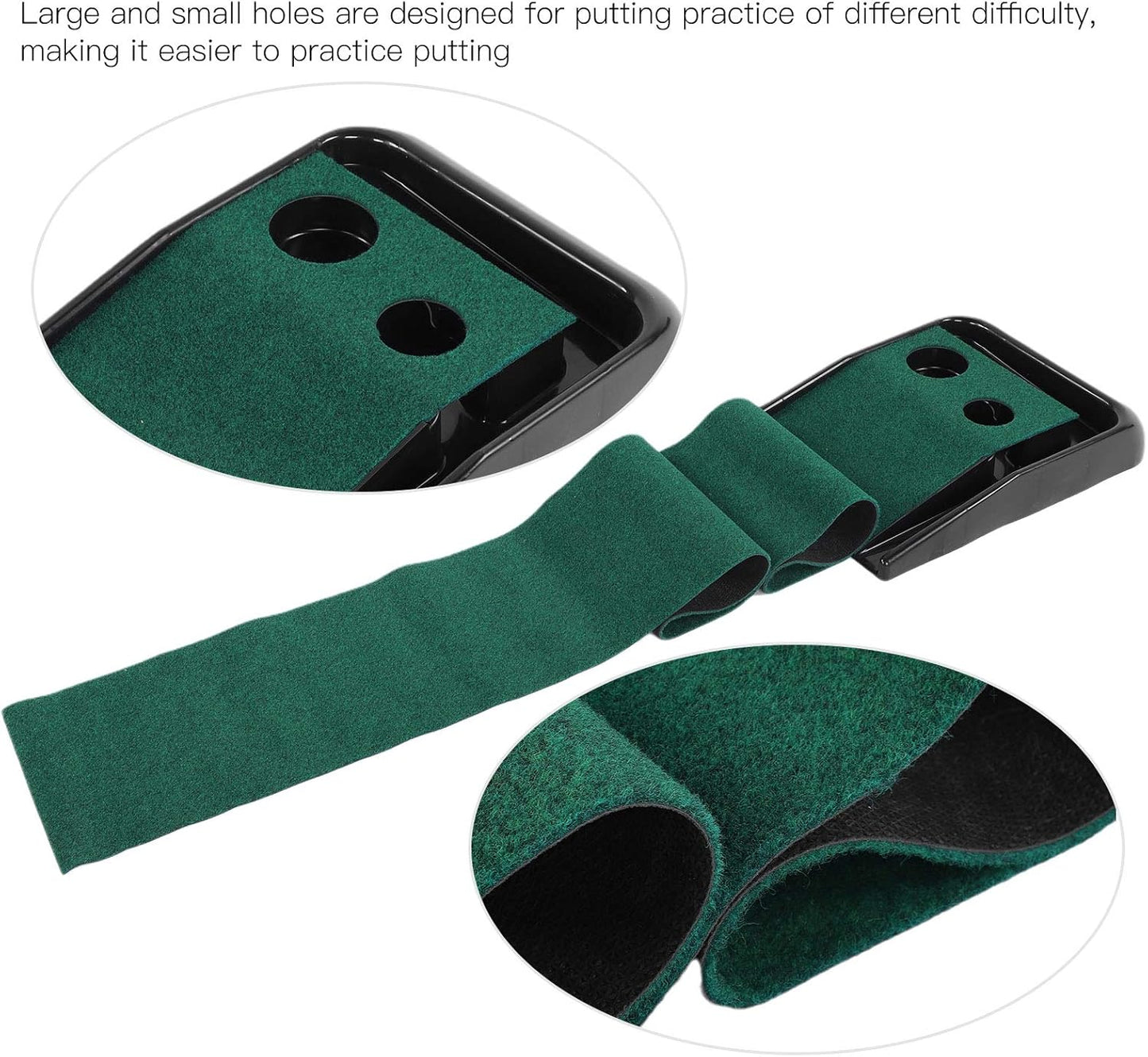 Golf Putting Trainer Mat Foldable Indoor Outdoor Practice Green Fairway Pad with Automatic Ball Return Slope for Home Office Balcony Grass 2.5M Length Flocking Blanket Material