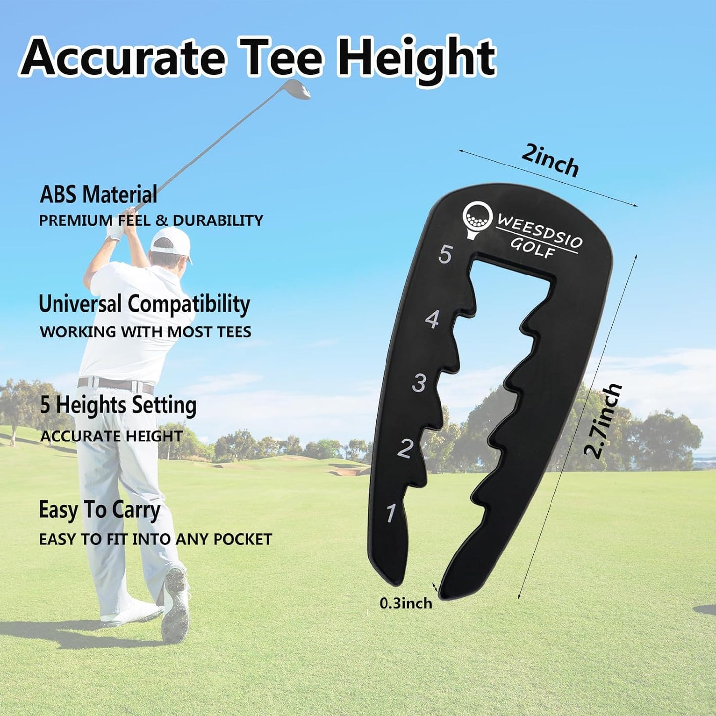 Adjustable Golf Tee Height Tool Outdoor Golf Training Aid Precision Tee Height Setter for Consistent Swings