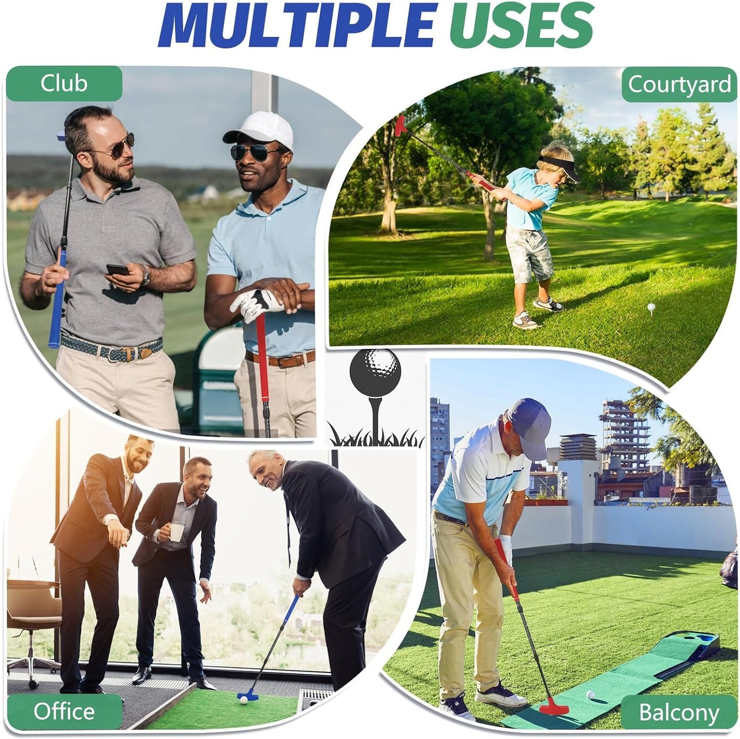 Golf Putter, 2 Pack Golf Putters for Men & Women Two-Way Mini Putter Right or Left Handed Golfers Adjustable Training Club Golf Set with 2 Balls & 2 Flag Cups for Kids,Teenagers, Adults, Blue & Red